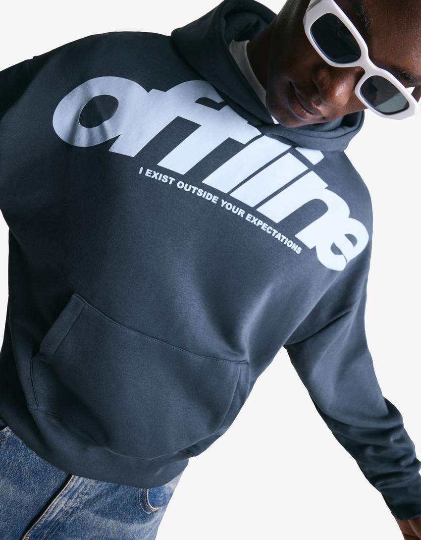 Printed hoodie-Blue-2
