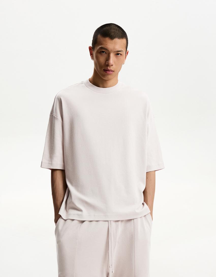 Boxy short sleeve T-shirt-Stone