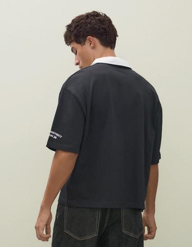Short sleeve print polo shirt — Black 2