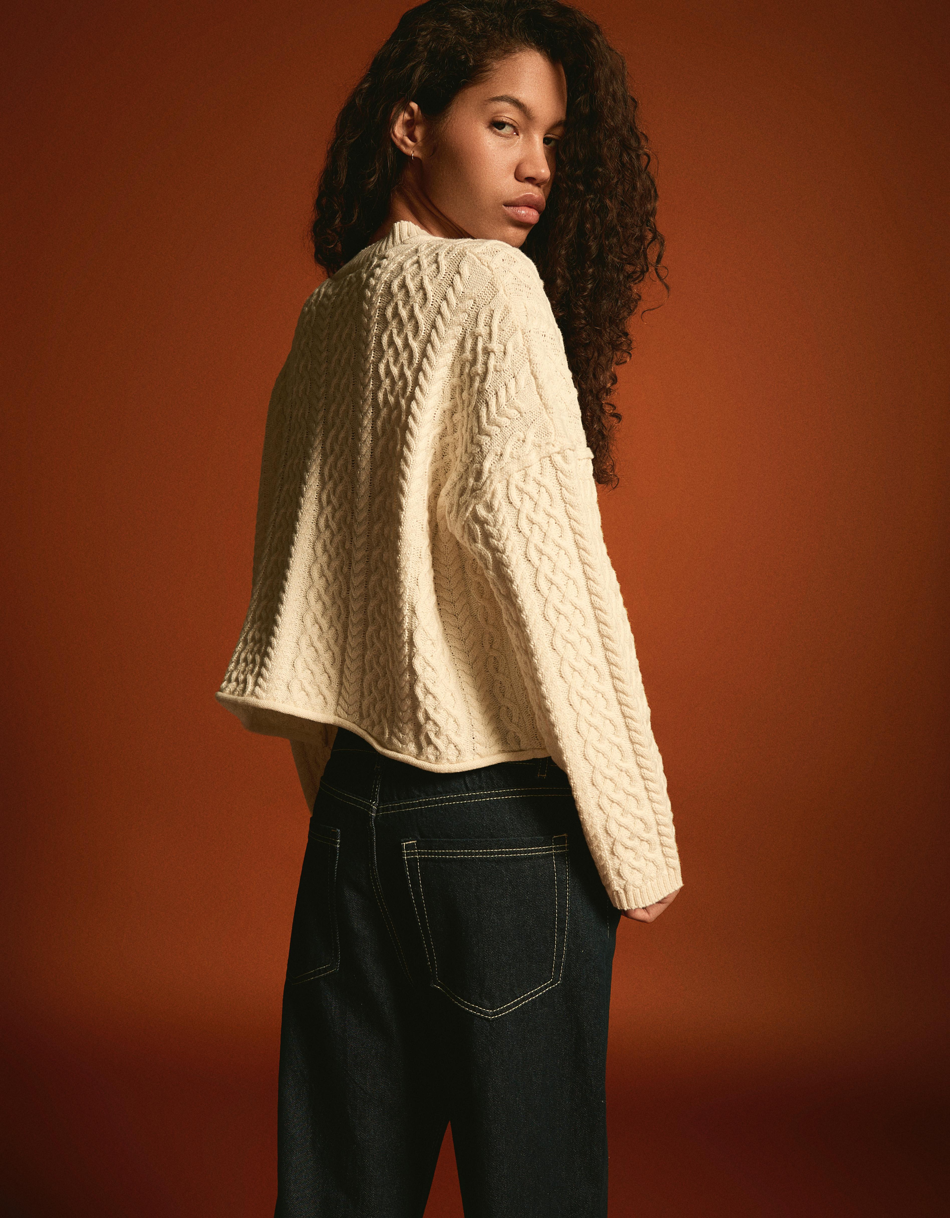 Rustic braided cardigan — Cream