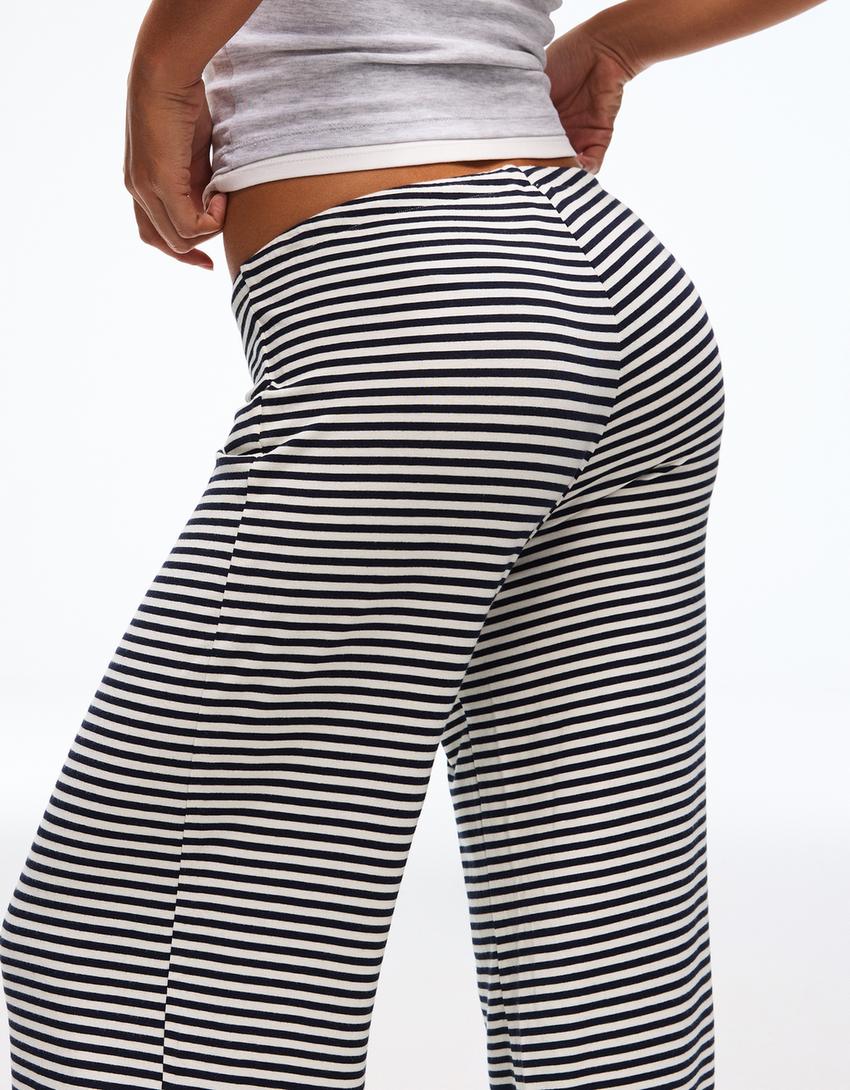 Gerade Hose mit Streifenprint-Marinenblau