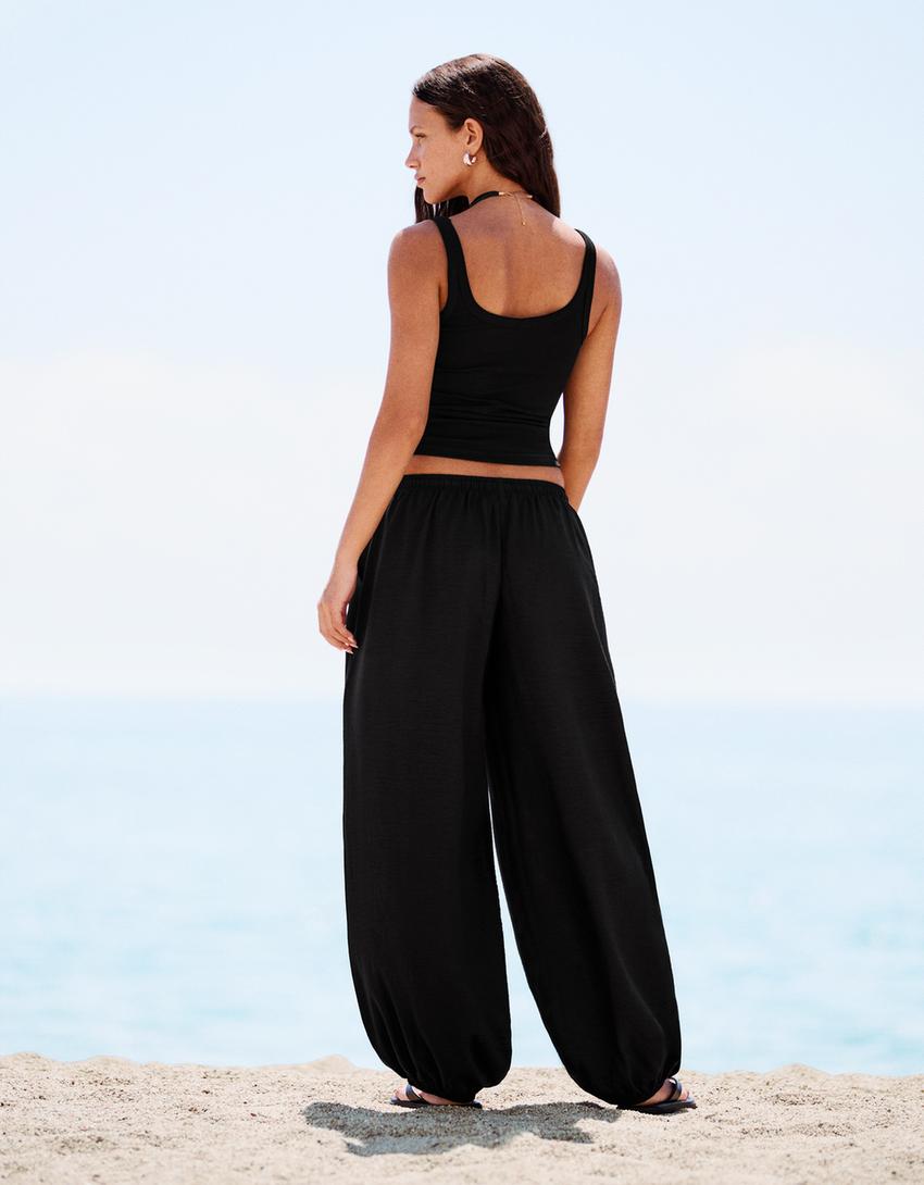 Pantalon bouffant rustique-Noir