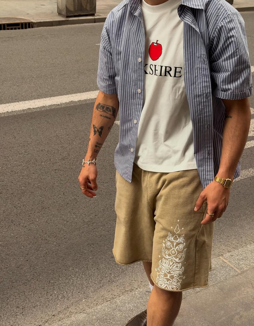 BERMUDA EFFET DÉLAVÉ ARIES X BERSHKA-Camel