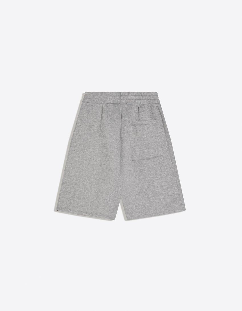 Oversized bermuda met effect van synthetisch rubber-Grijs