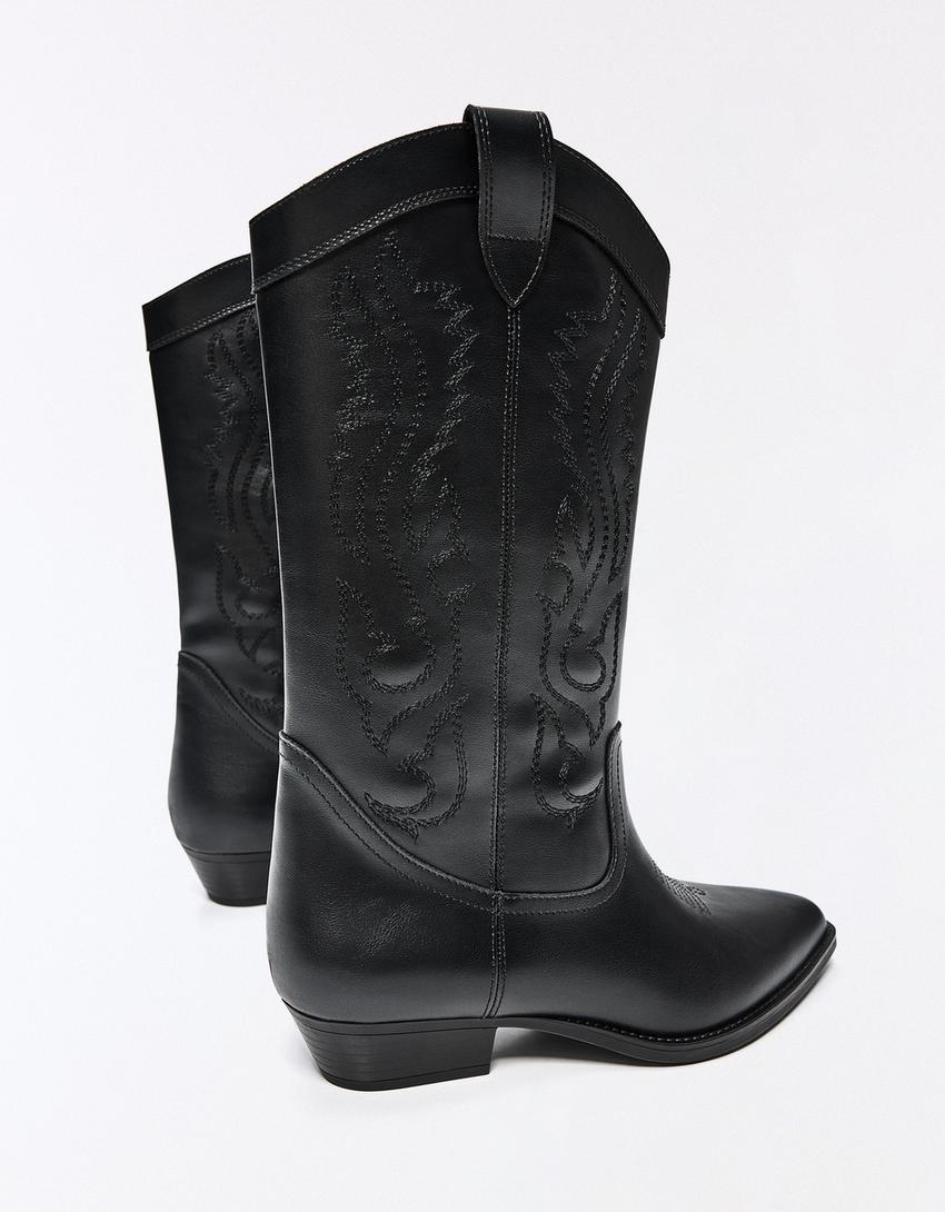 BOTA COWBOY PLANA-Negro