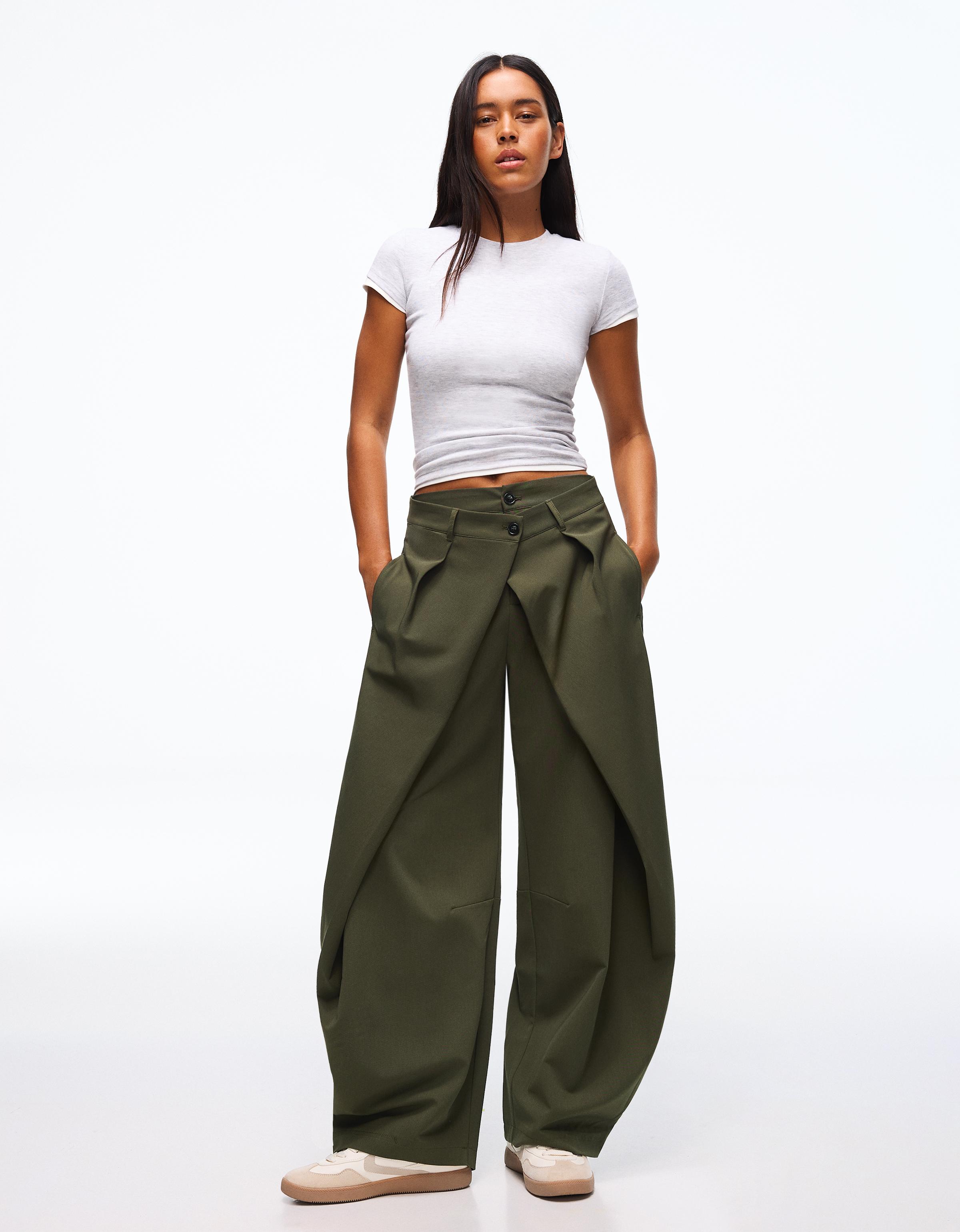 Çift düğmeli, pilili pantolon - Görsel 84