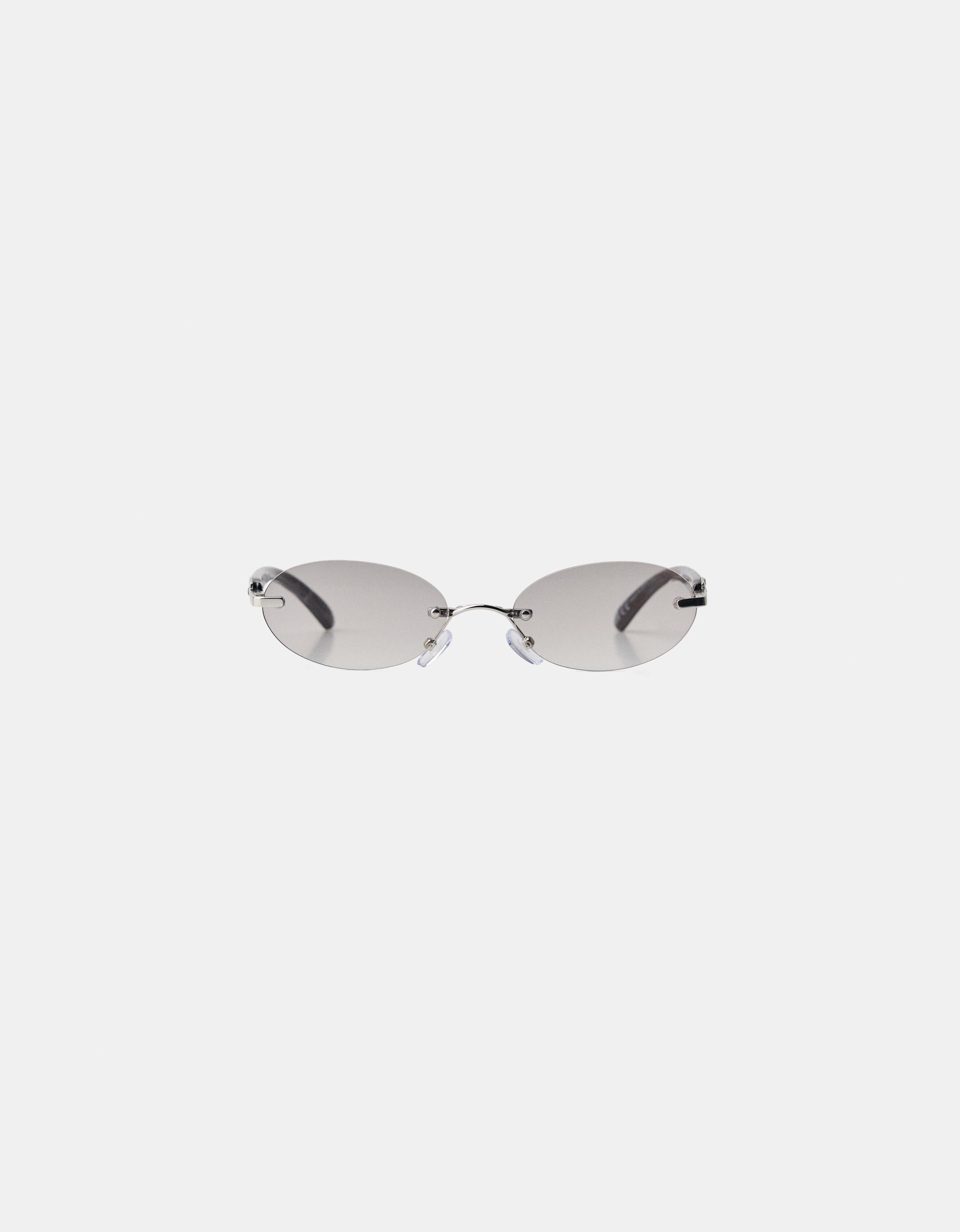 Bershka Metallic-Sonnenbrille Herren Grau