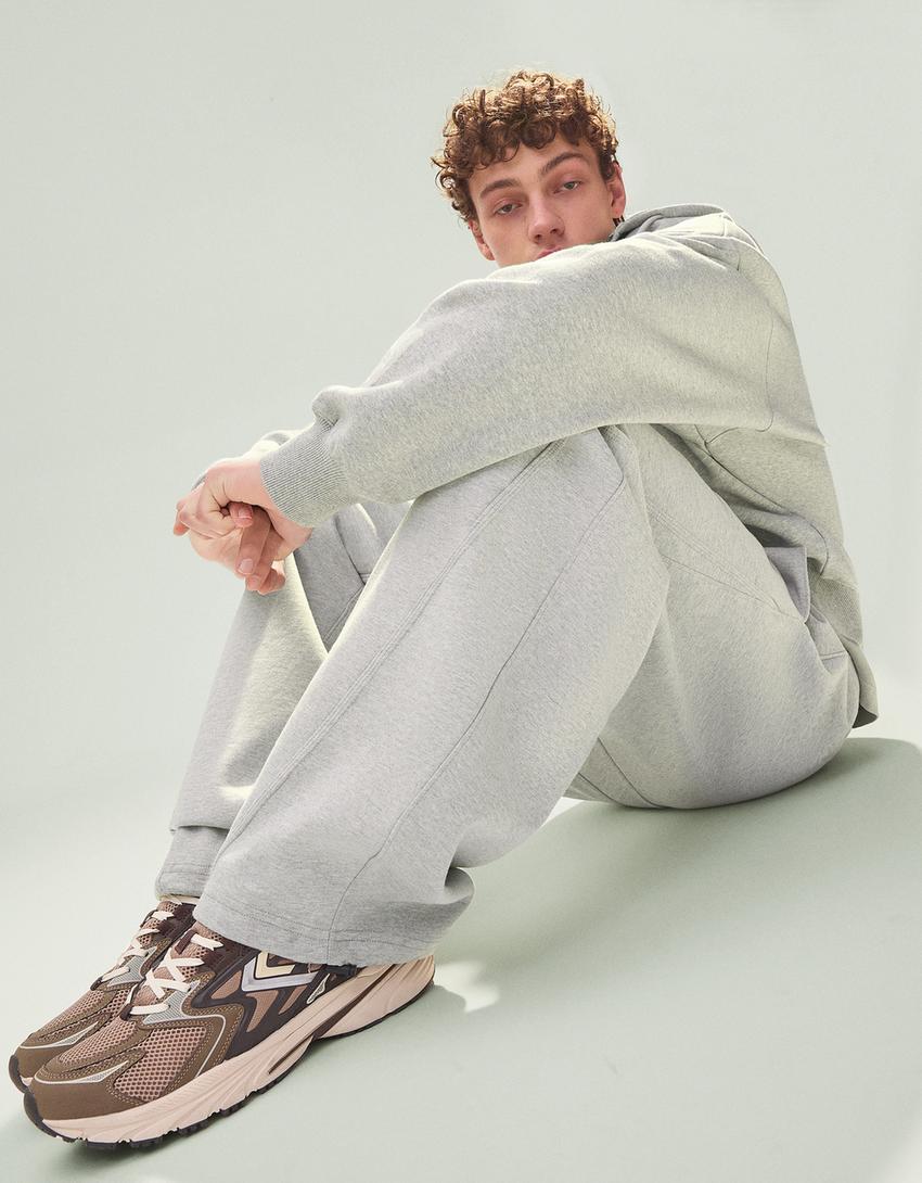 Pantalon balloon fit interlock-Gris