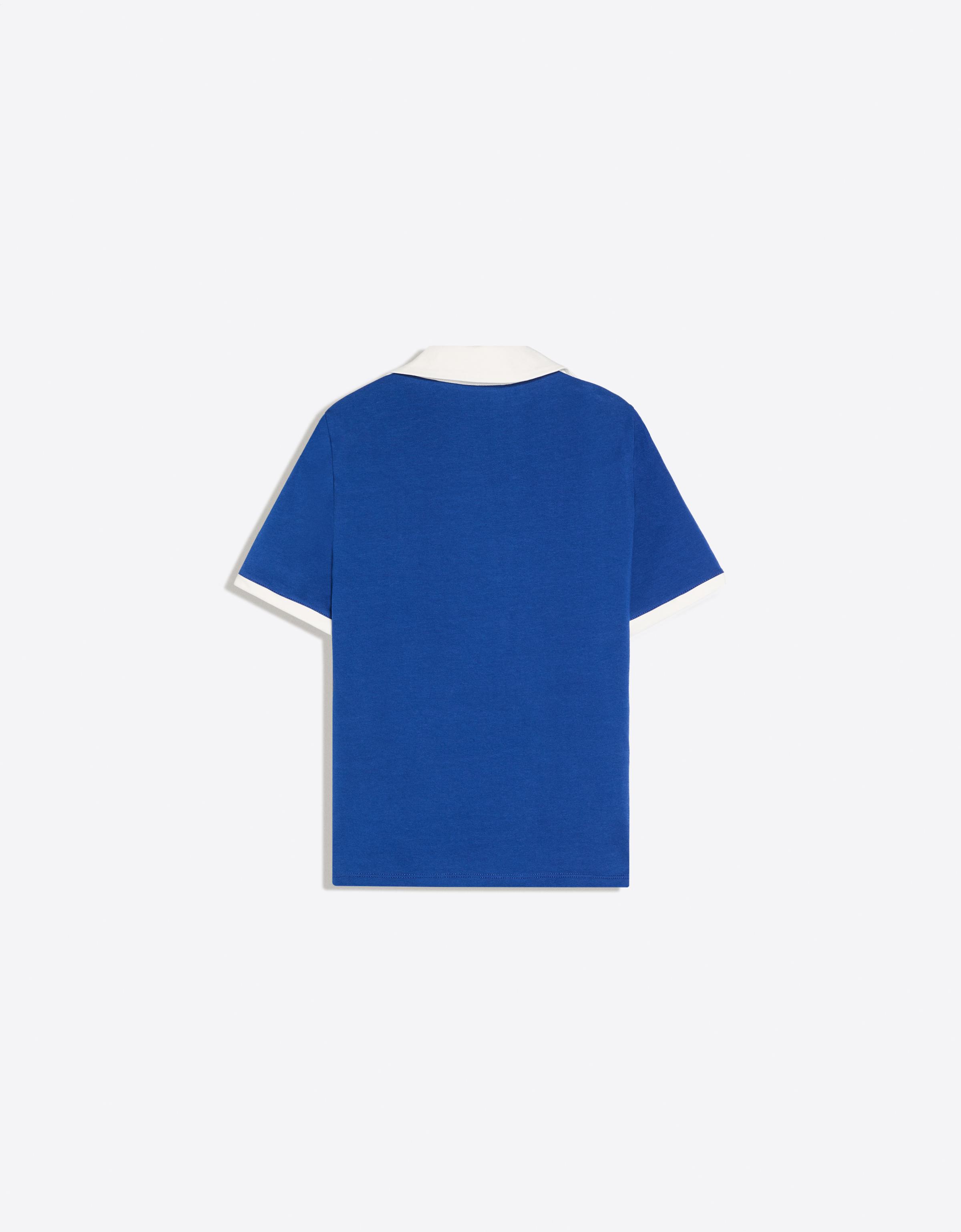 Short sleeve print polo shirt — Blue
