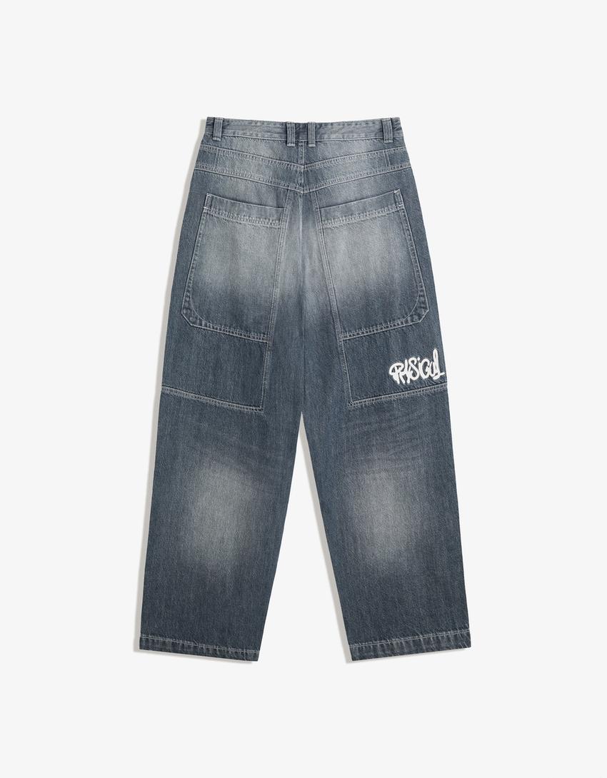Blugi super baggy-Albastru-4