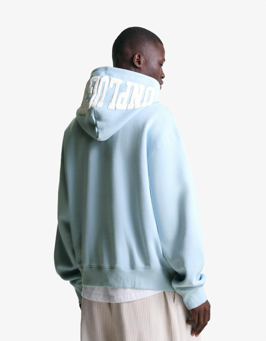 Printed hoodie-Light blue-1