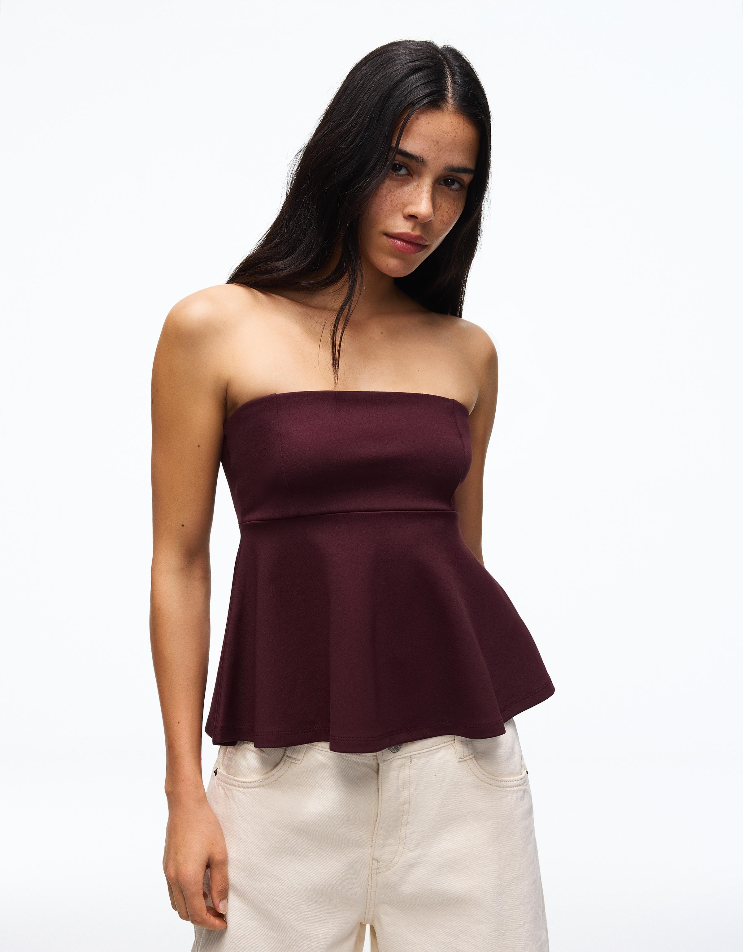 Peplum bandeau top — Violet