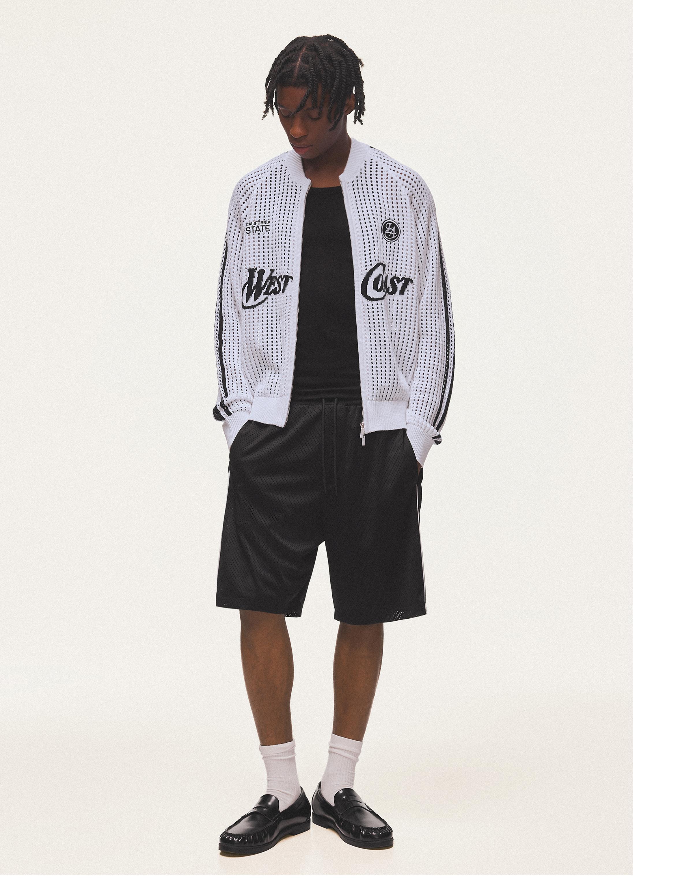 Retro mesh zip-up jacket — White