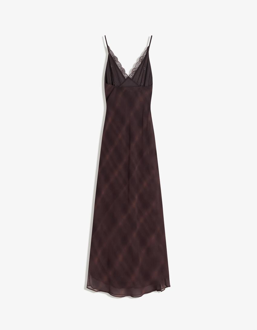 Chiffon-Midikleid mit Blonda-Braun