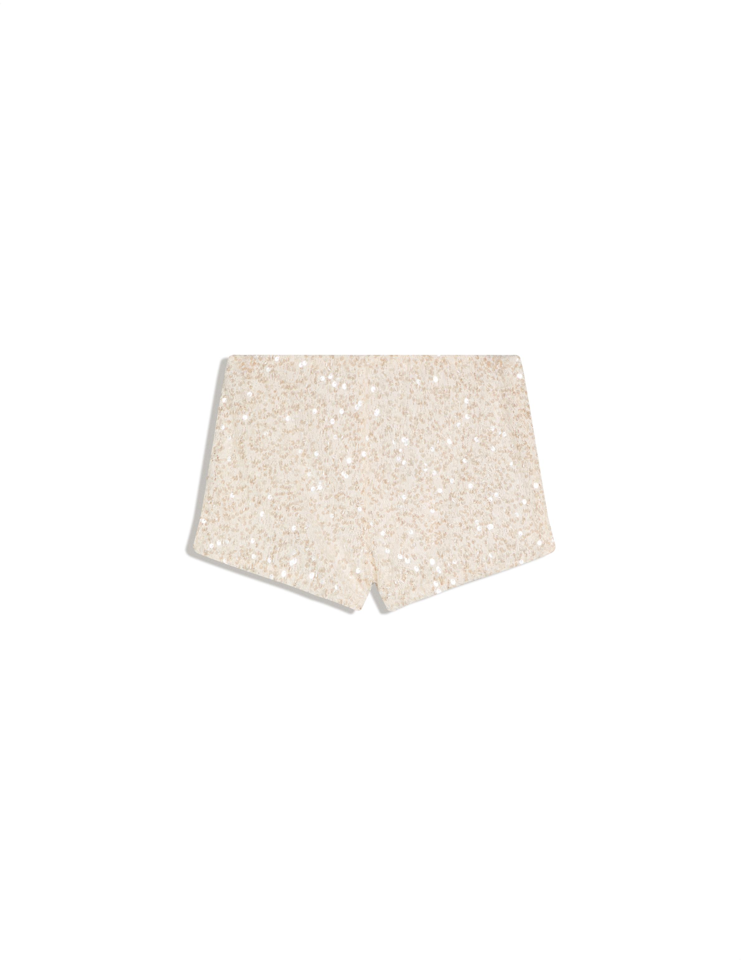 Sequin mini shorts — Cream