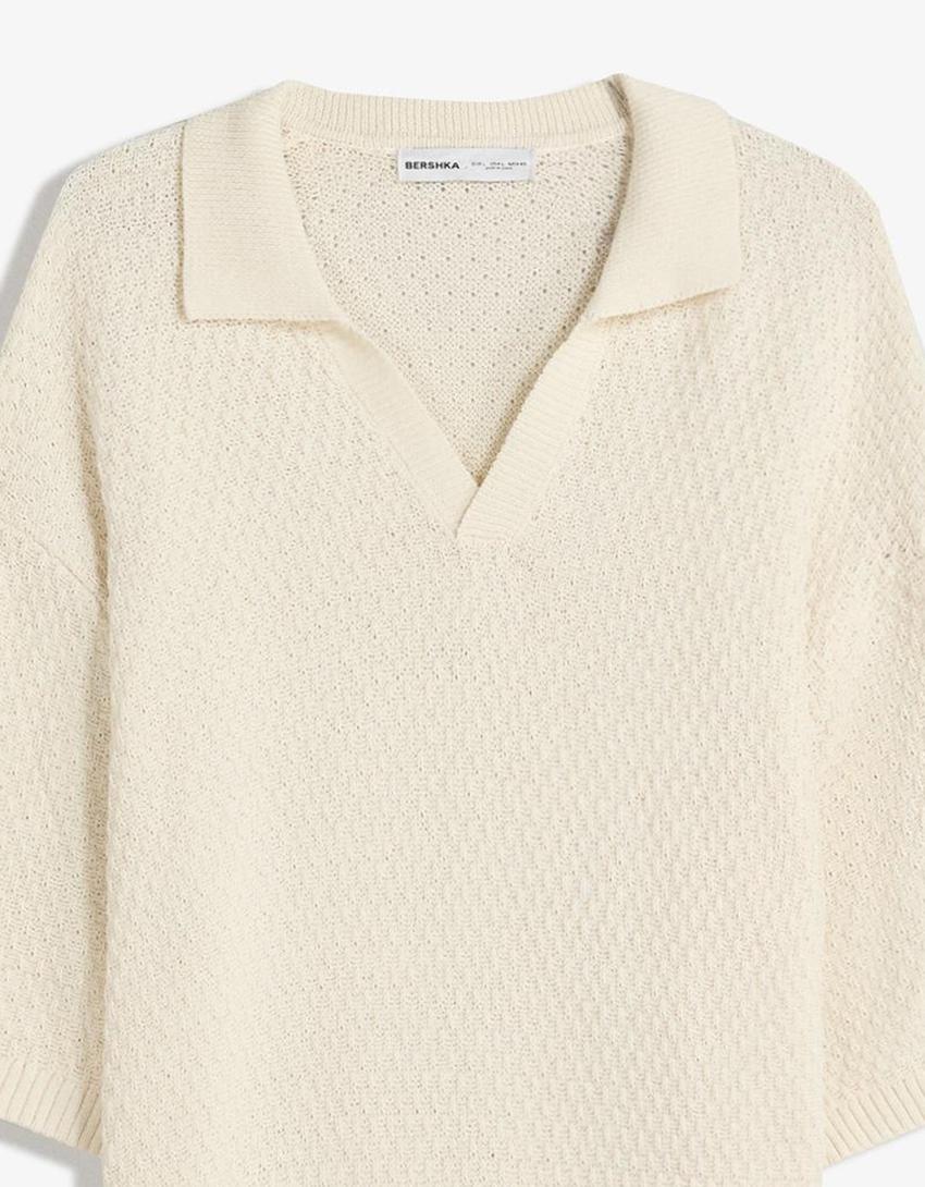 Rustic polo shirt-Cream