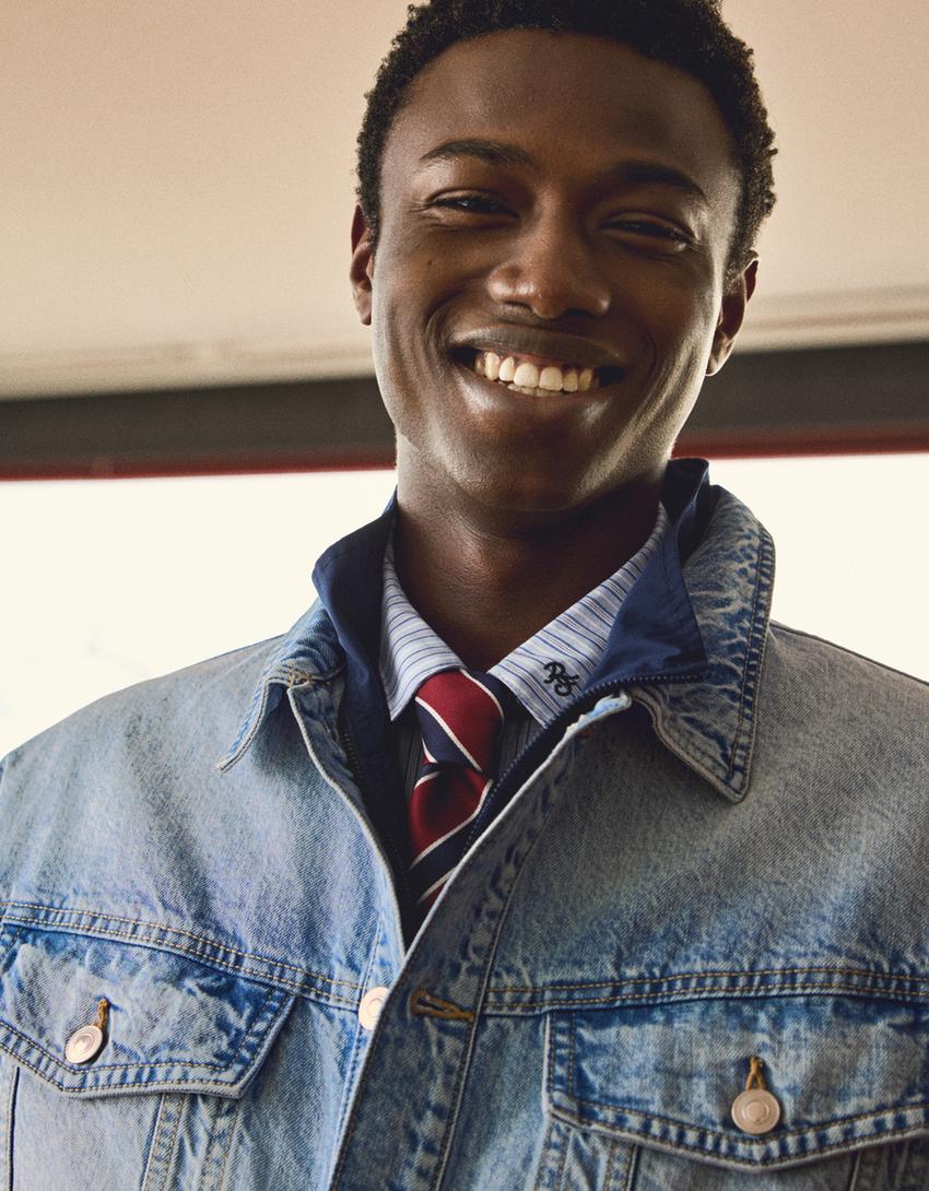 Veste en jean-Bleu lavé