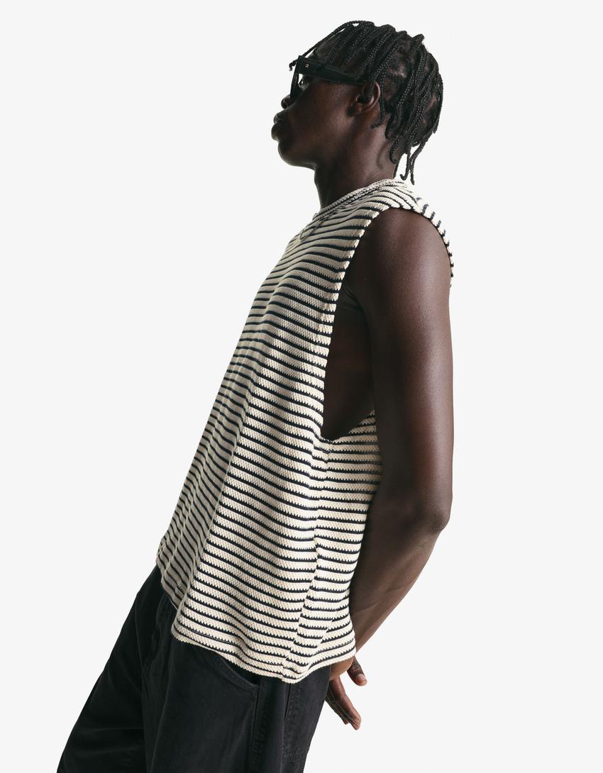 T-shirt sans manches boxy fit-Blanc-2