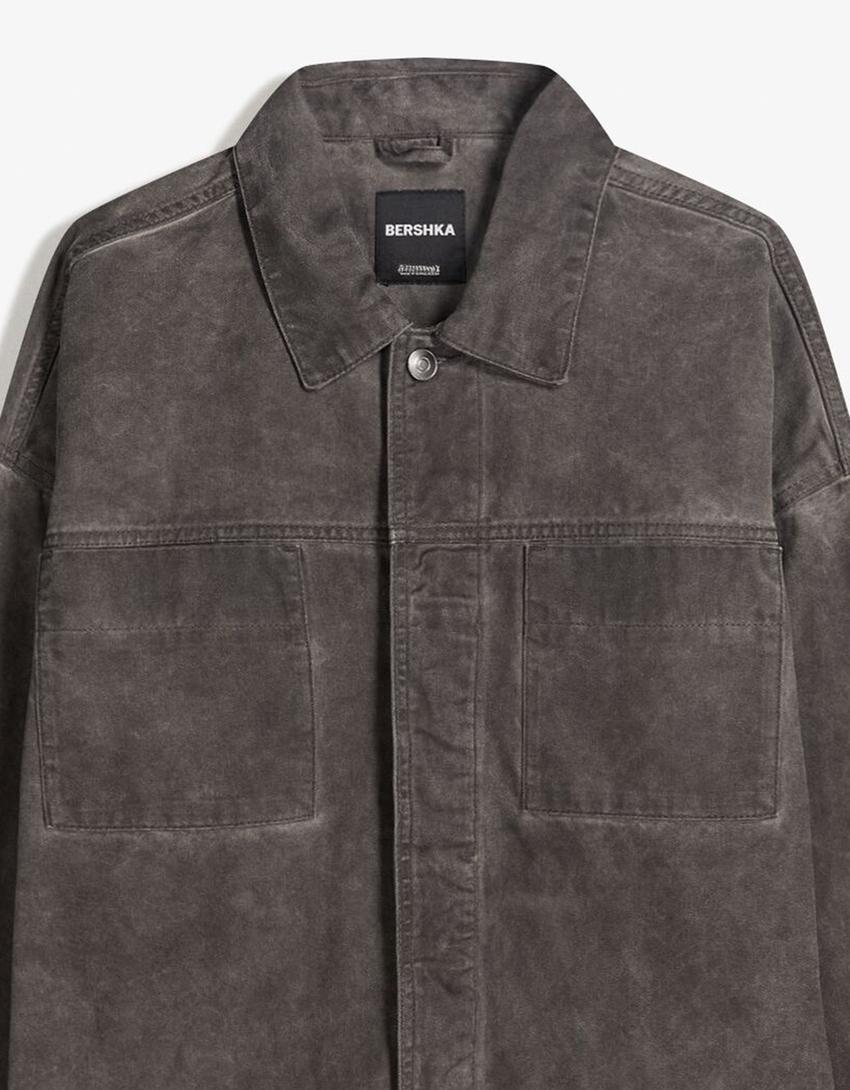 Surchemise boxy courte-Gris