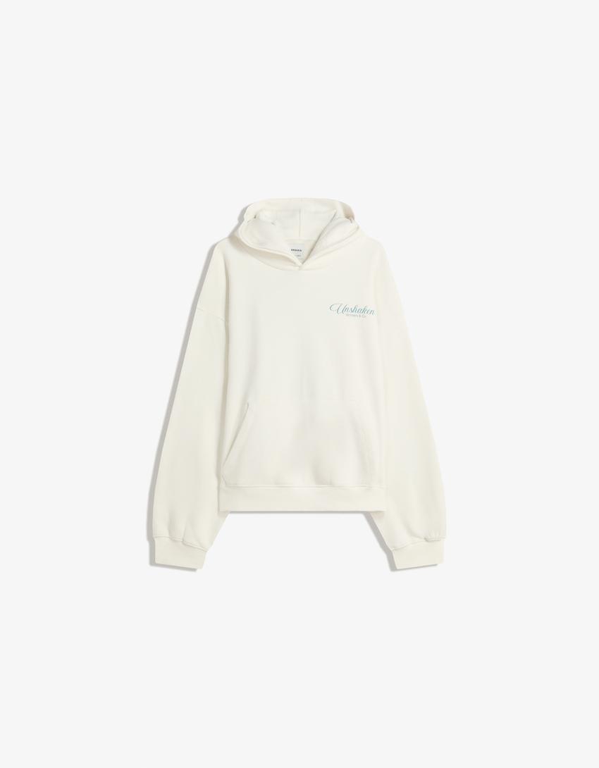 Kapuzen-Sweatshirt mit Print-Weiss