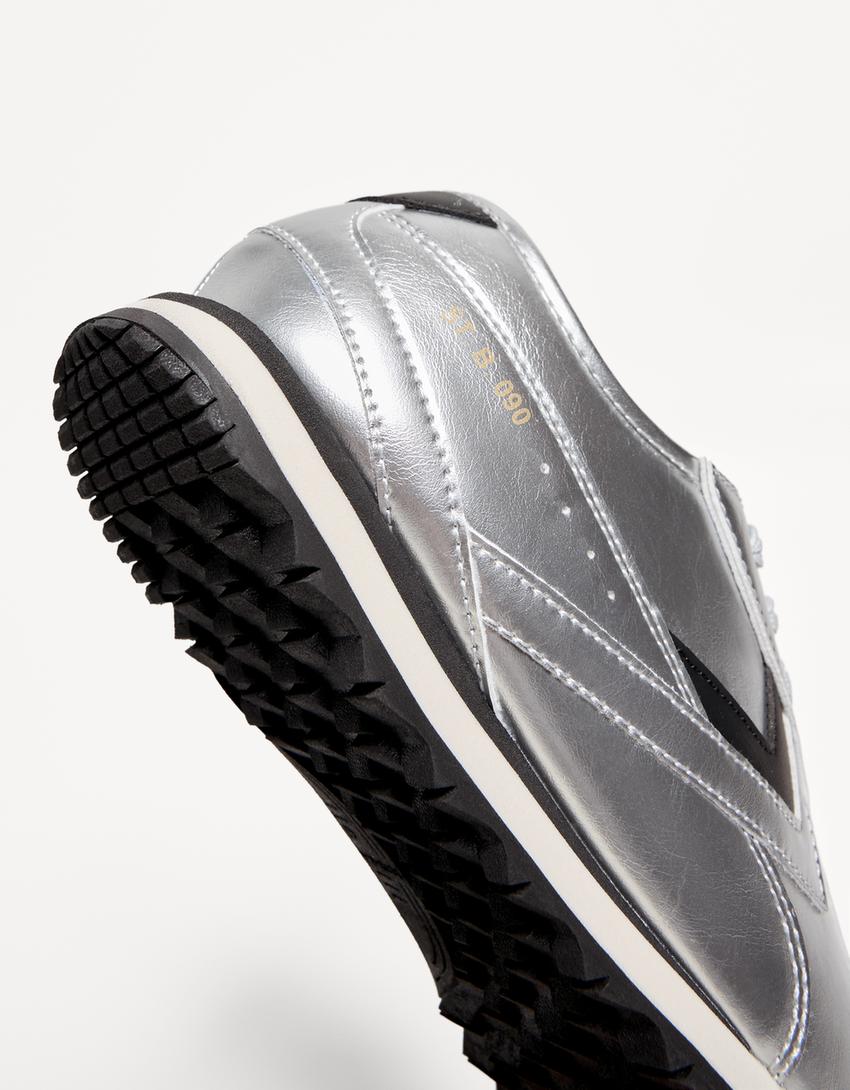 Zapatilla deportiva retro-Plata-2