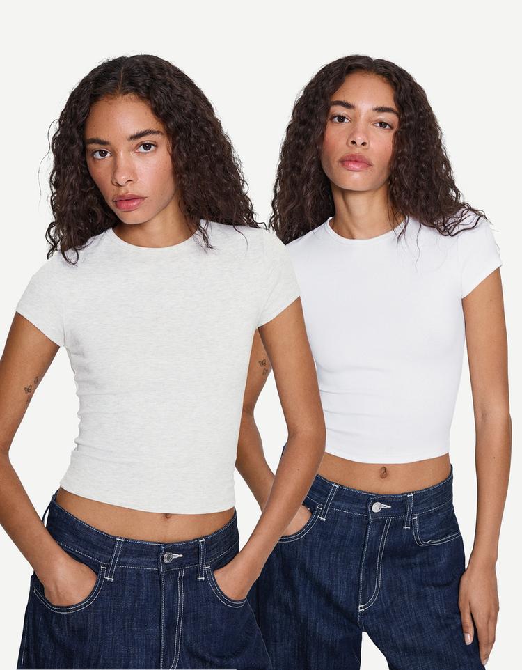 2'li kısa kollu bisiklet yaka t-shirt paketi