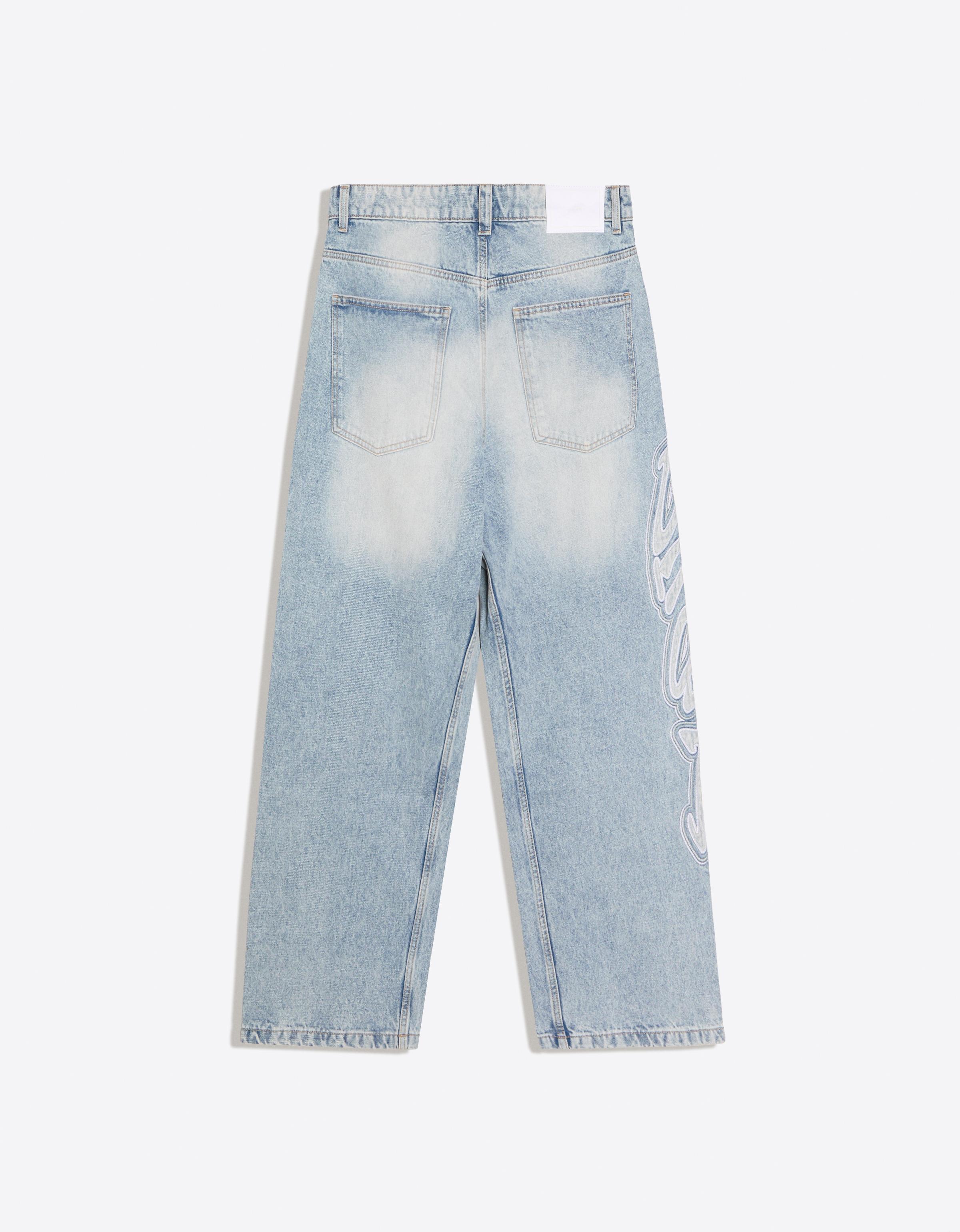 Super baggy jeans with side patches — Light blue