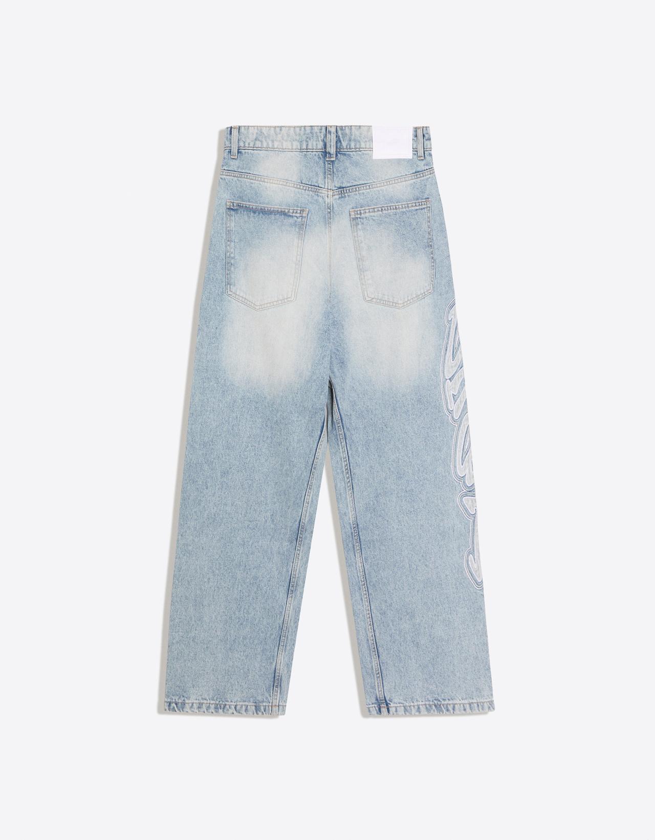 Super baggy jeans with side patches — Light blue