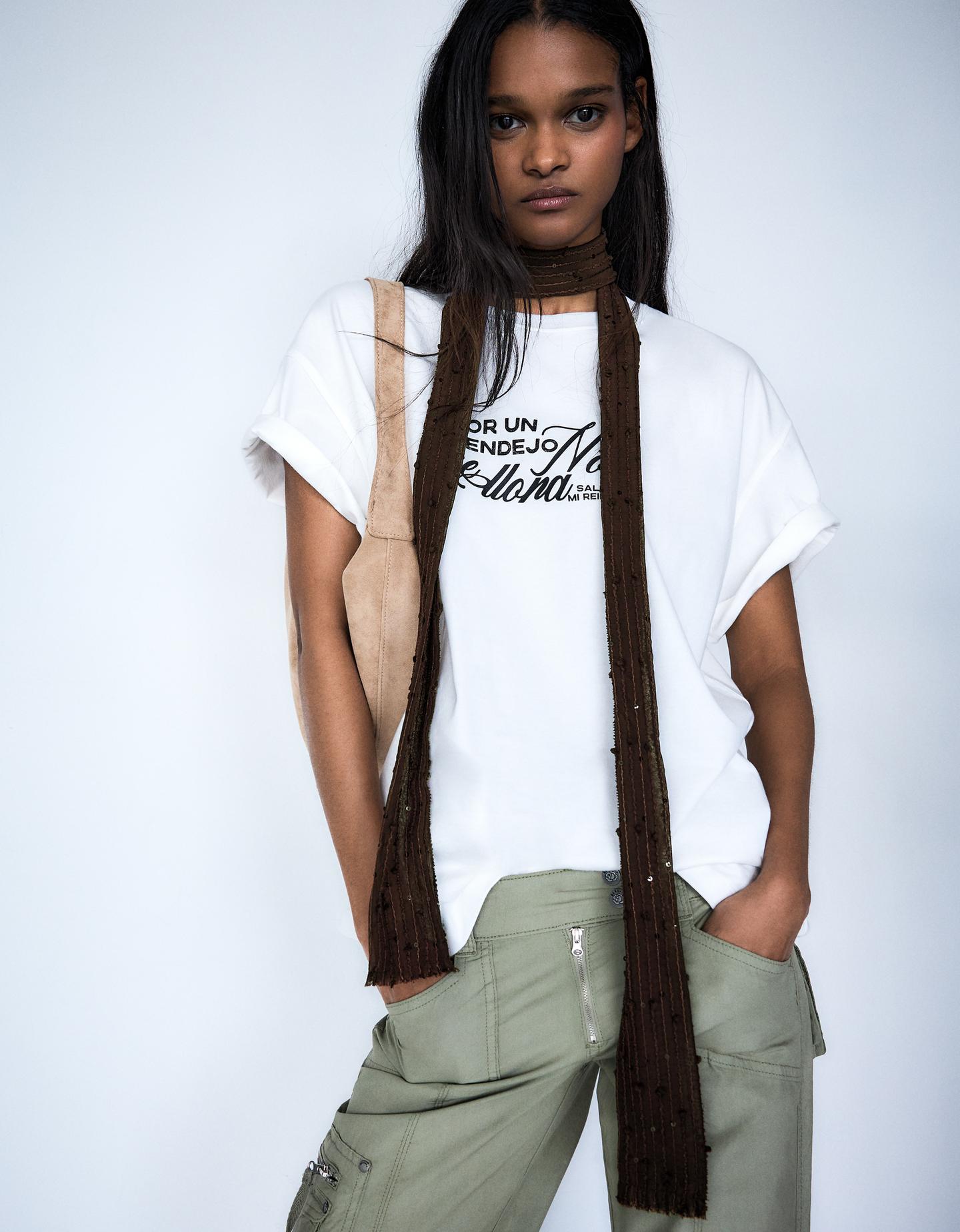 Bershka Foulard A Cravatta Con Paillette Donna Marrone