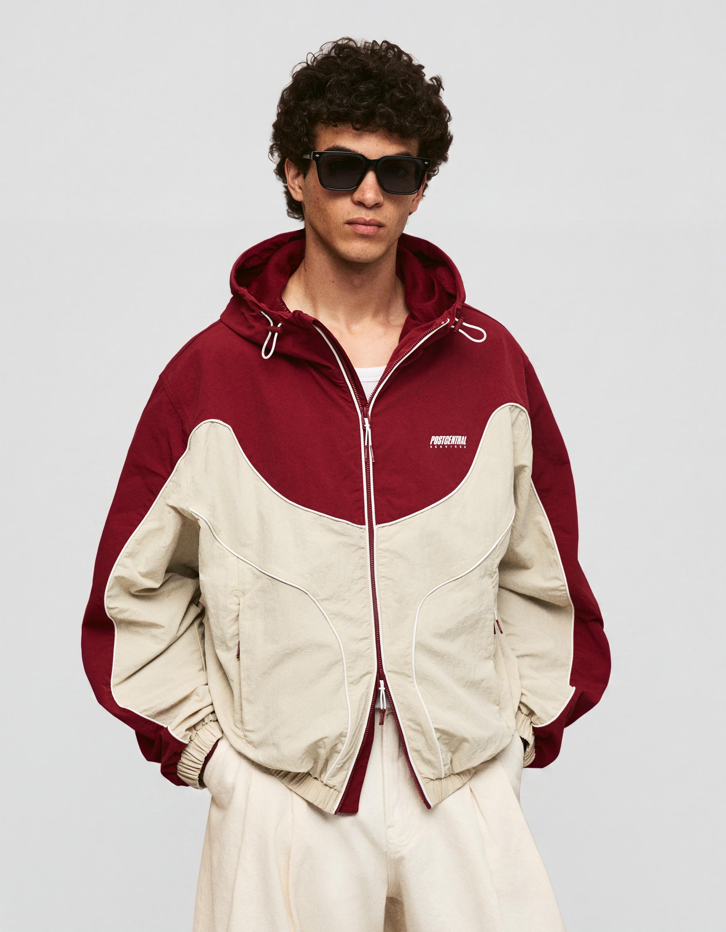 Hooded windbreaker jacket — Red
