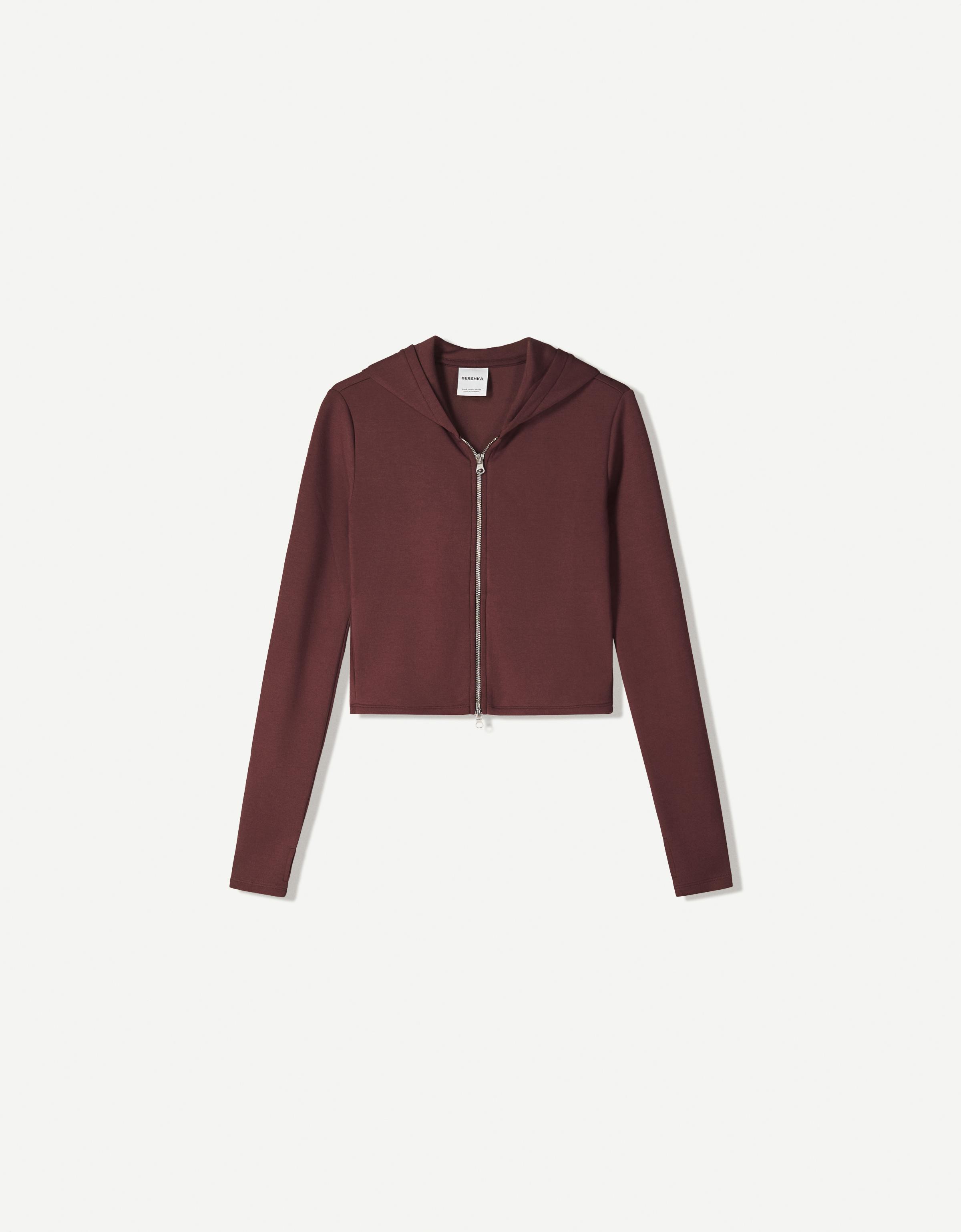 Soft zip-up modal hoodie — Burgundy