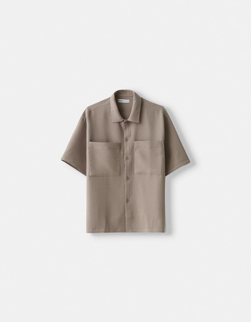 Ensemble chemise et pantalon plissé-Sable-5