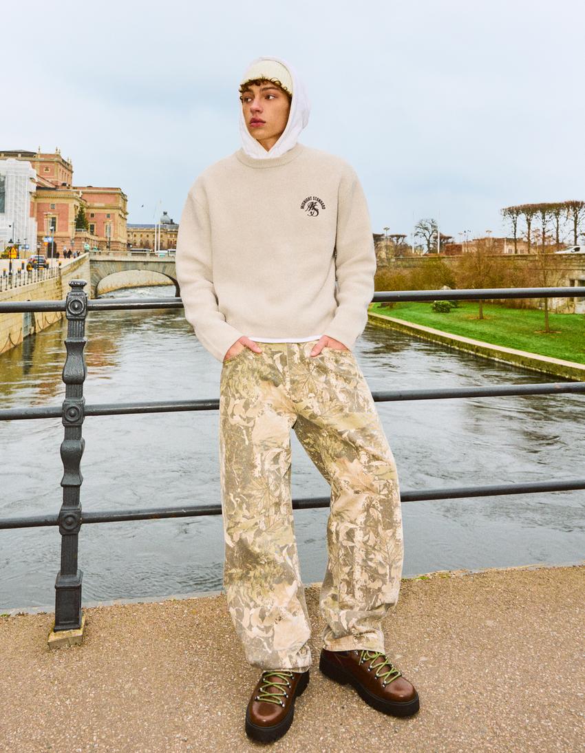 Jersey jacquard print-Beige