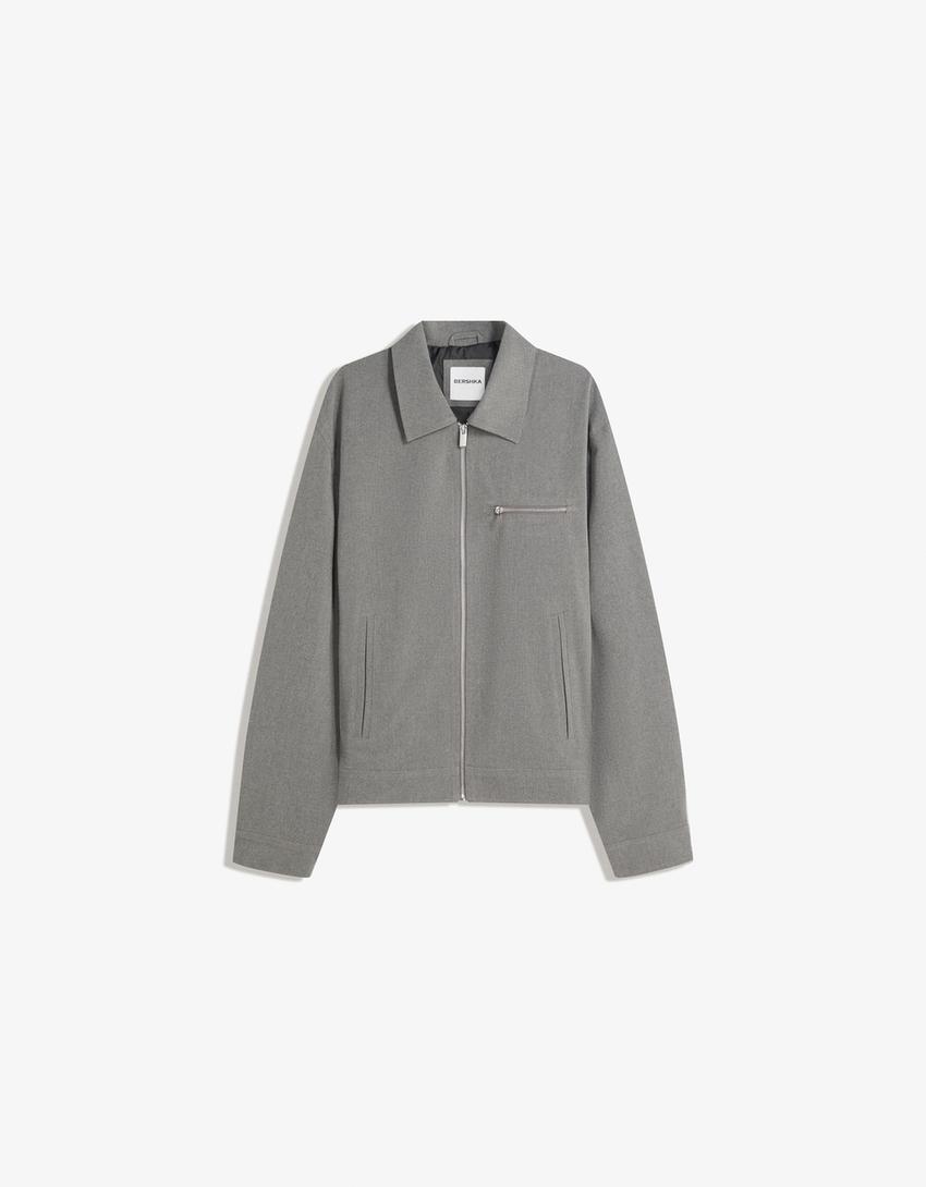 Surchemise zippée-Gris-3