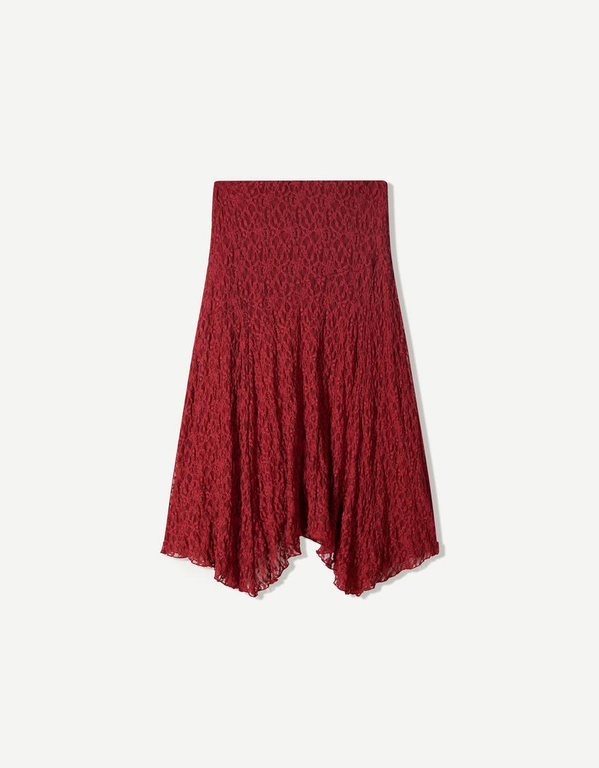 Blonde lace midi skirt-Burgundy