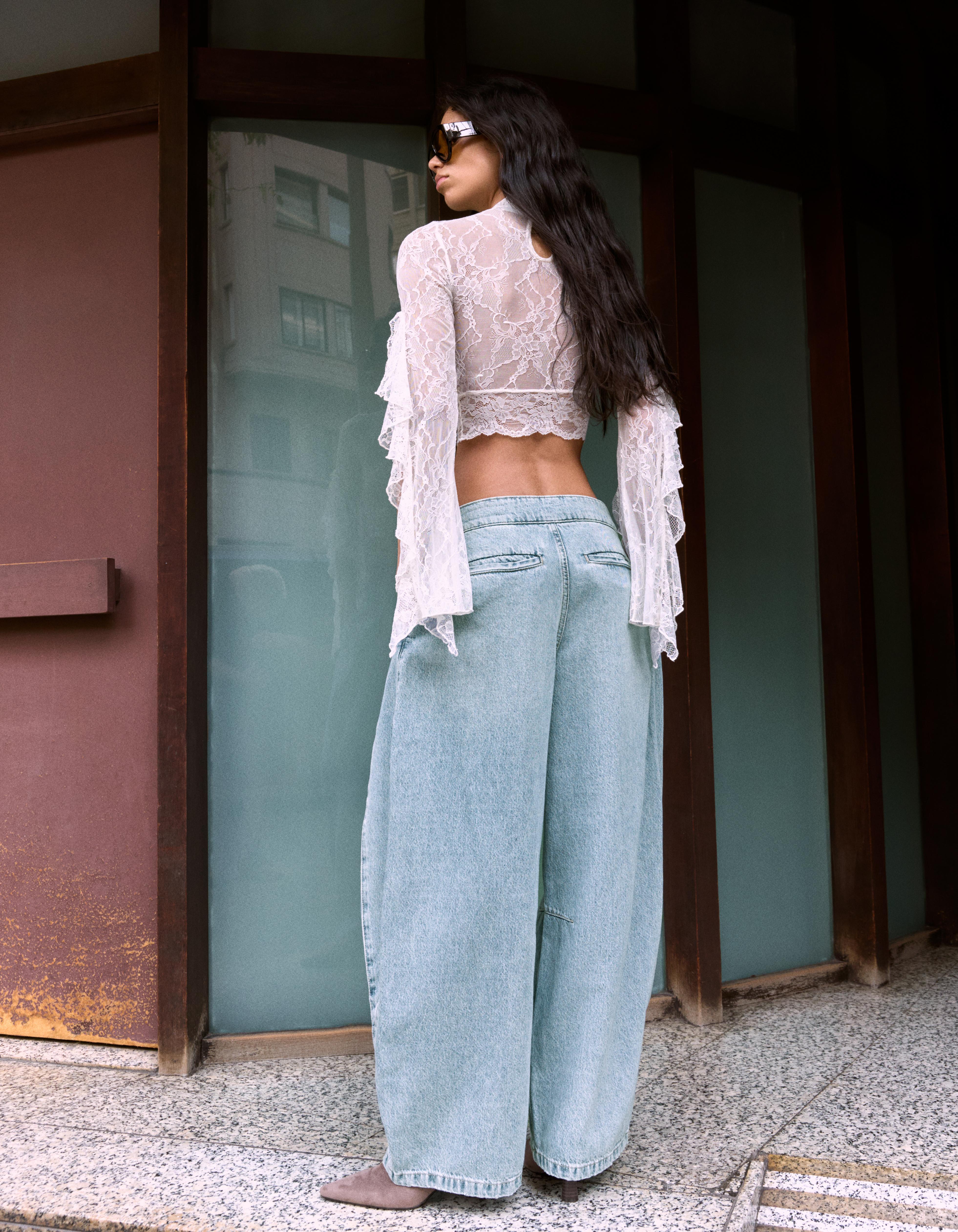 Twisted pleat jeans — Light blue