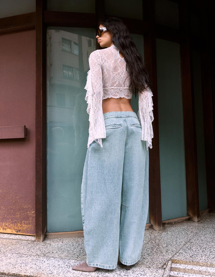 Jeans twisted pliegues-Azul lavado