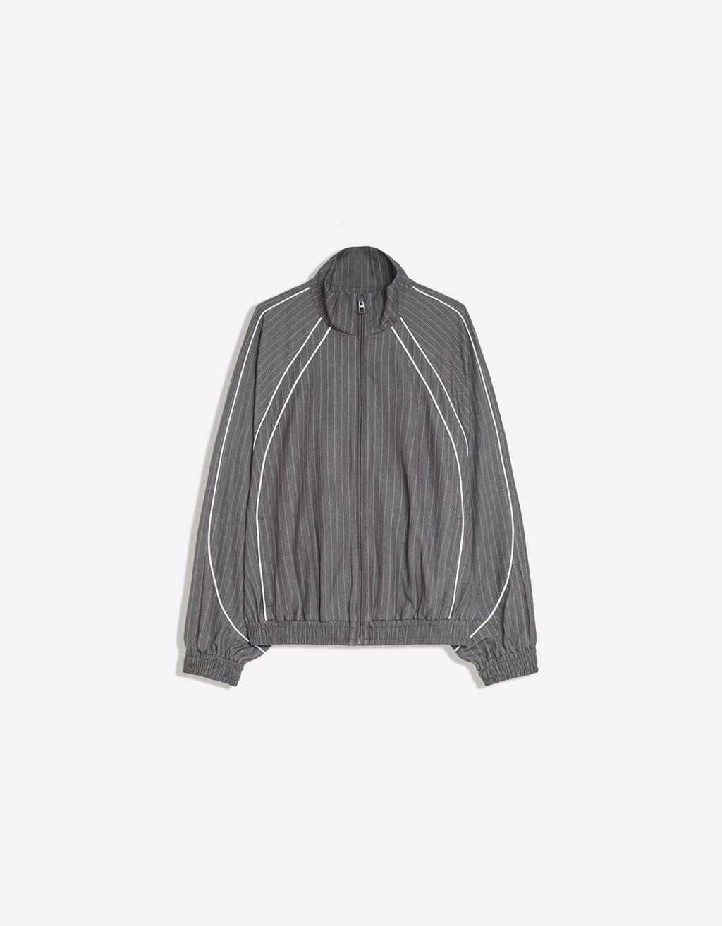 Striped jacket with contrast piping