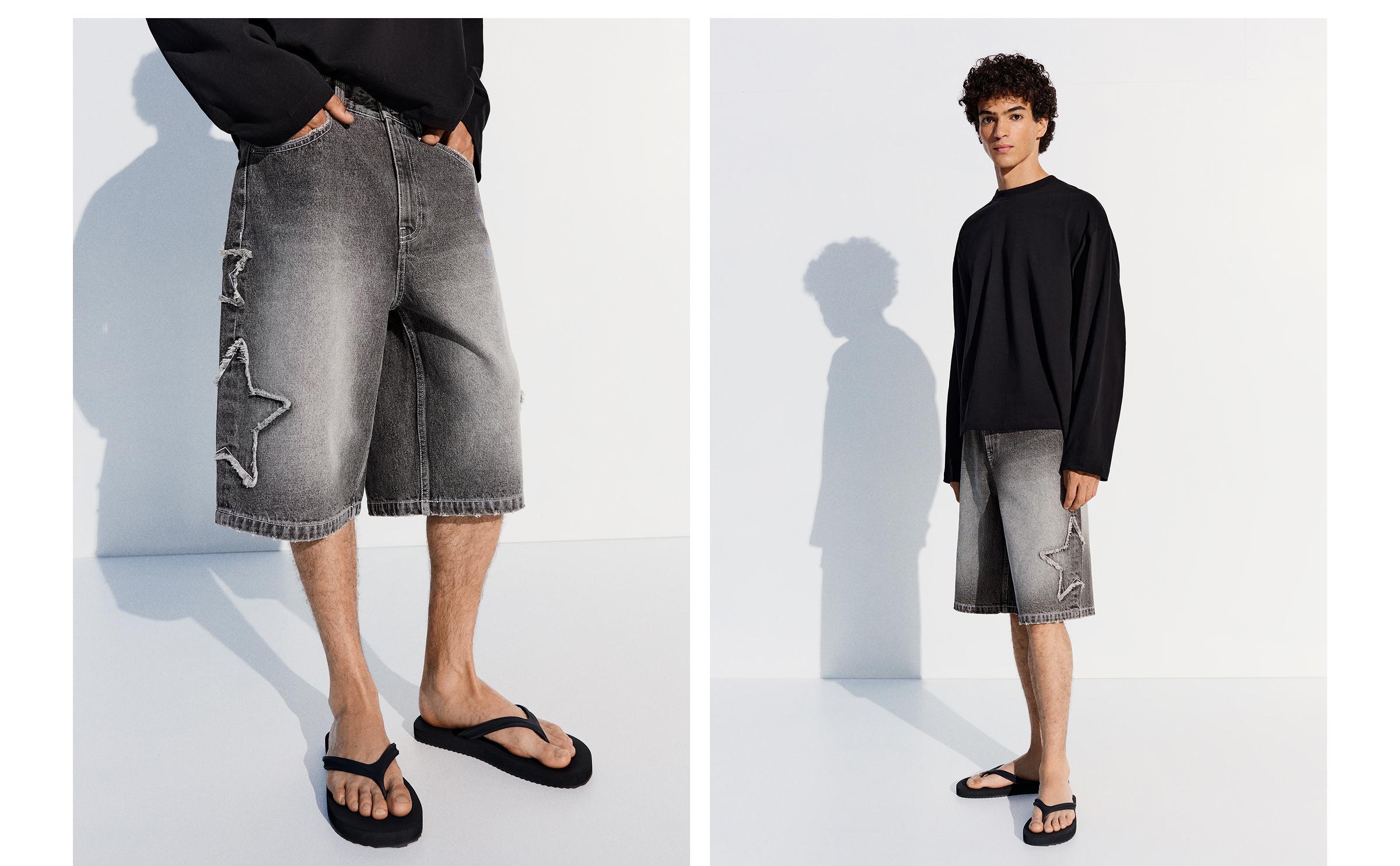 Star print baggy Bermuda shorts — Grey