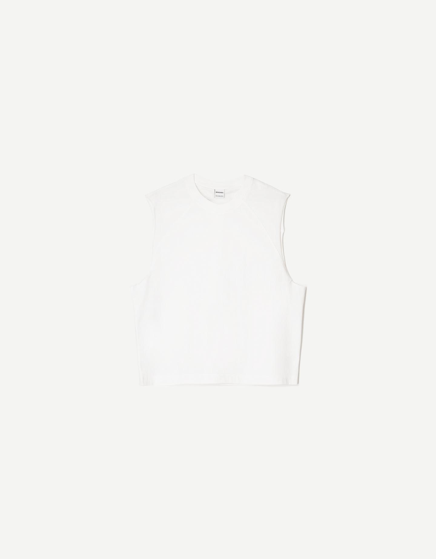 Bershka top bez rękawów biały złamany