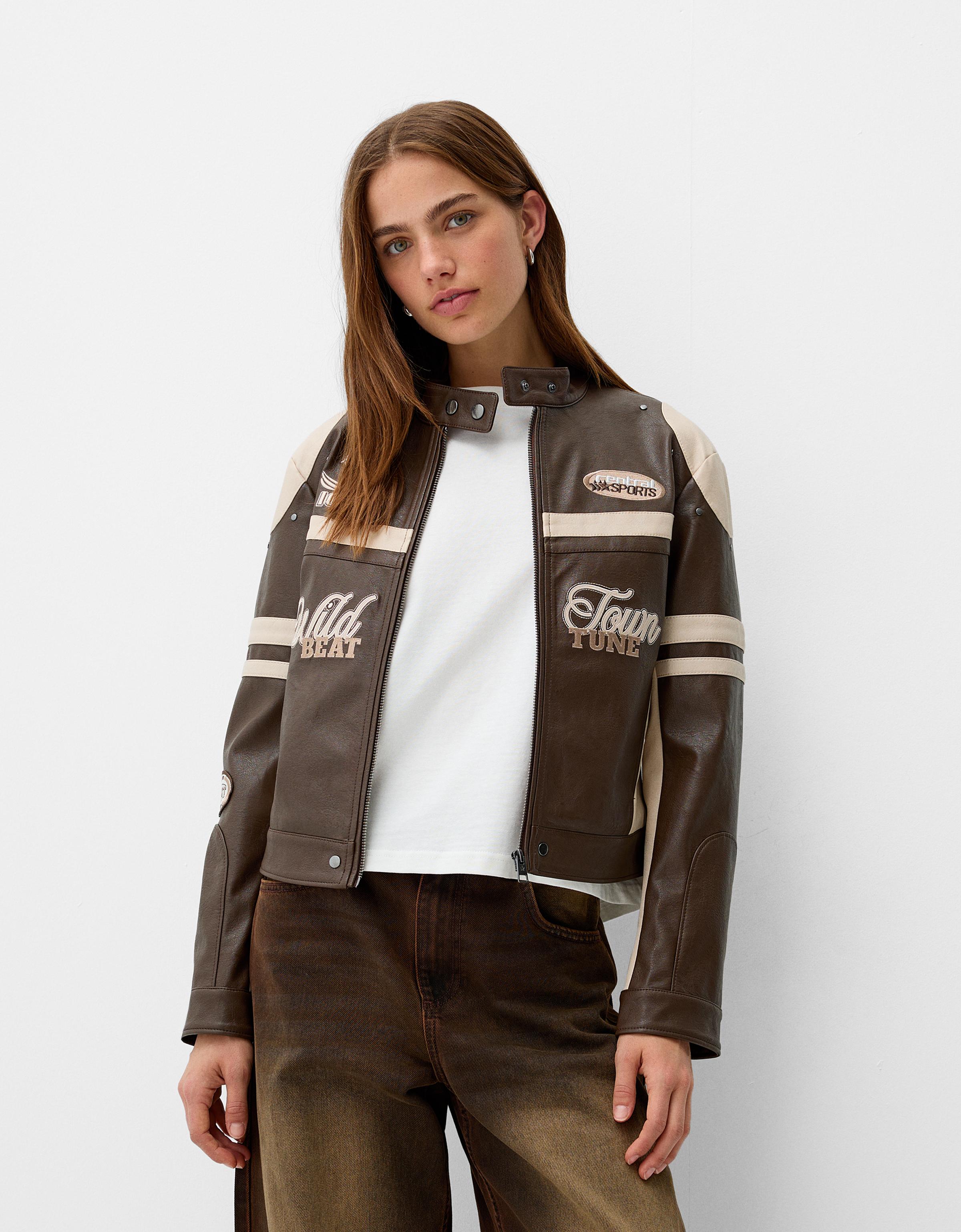 Faux leather jacket Women Bershka