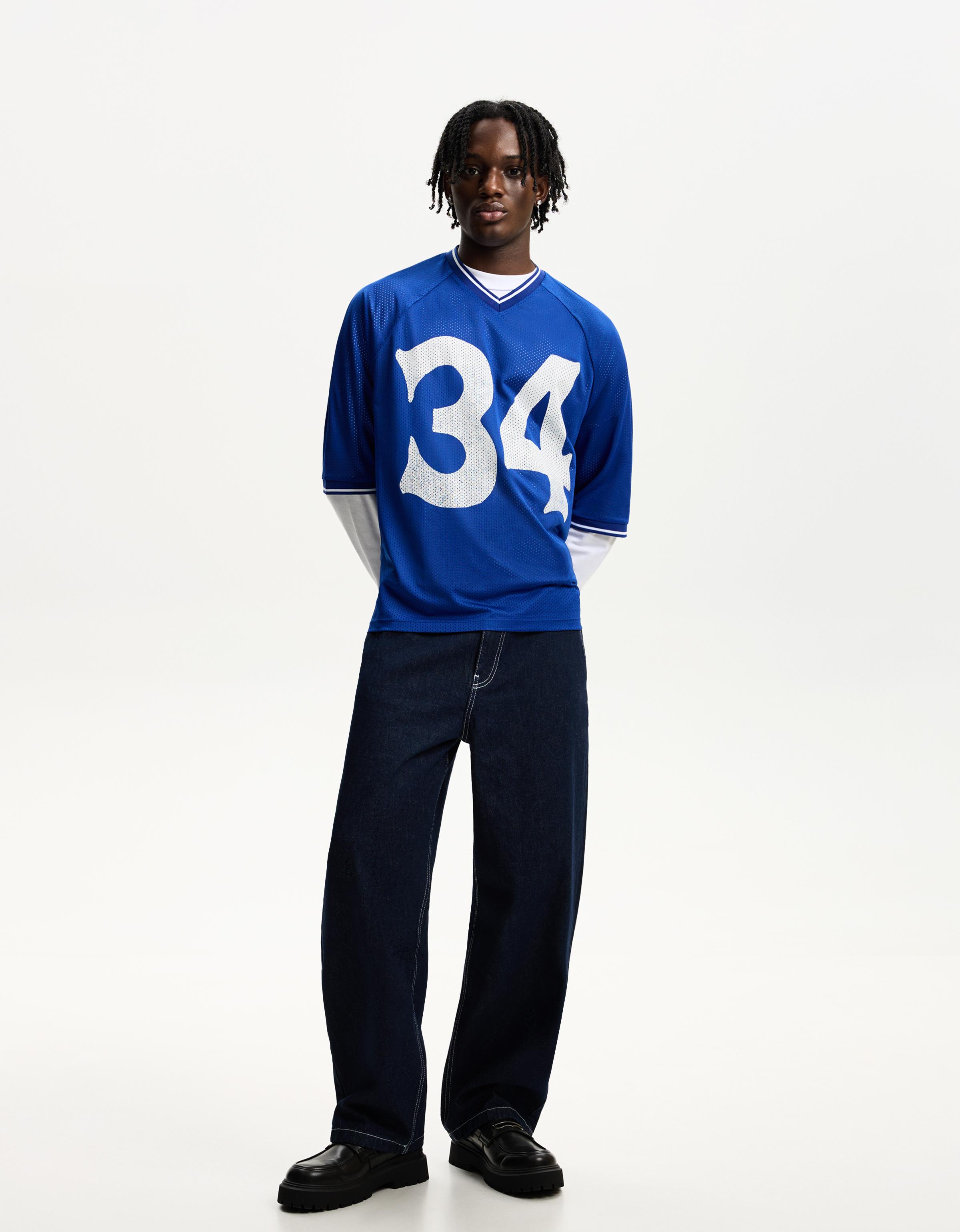 【BERSHKA】S/S Mesh Sports T-Shirts ベルシュカ Short sleeve sporty mesh T-shirt - T-shirts - Men | Bershka