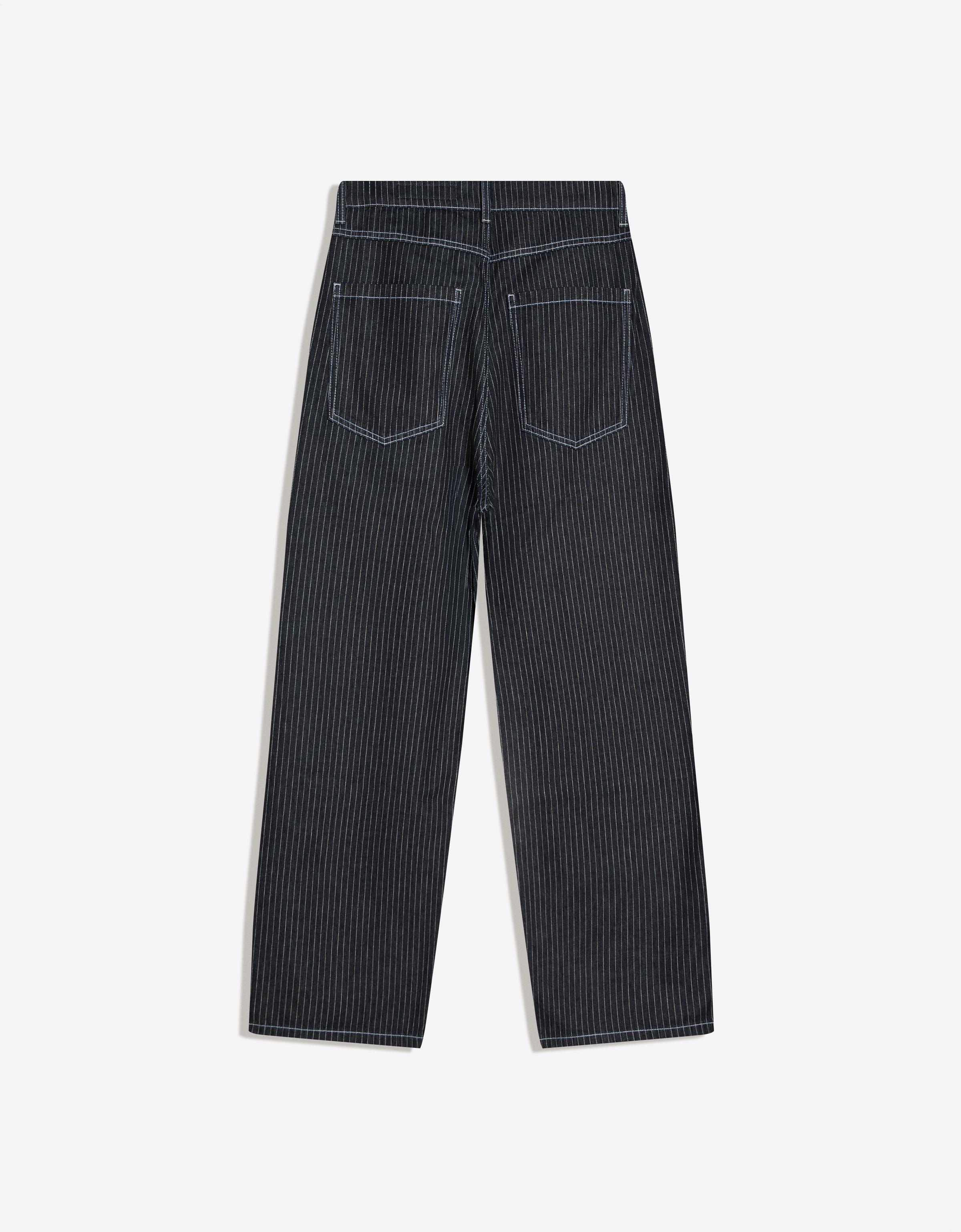 Çizgili barrel fit jean