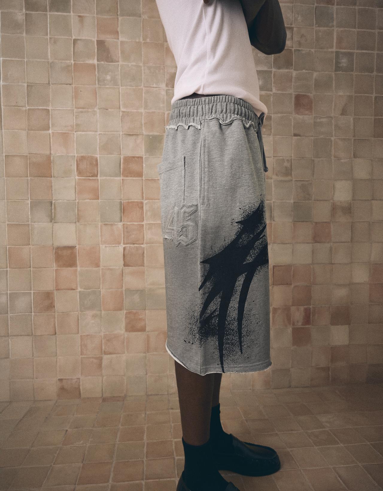 Washed jersey Bermuda shorts with print — Grey