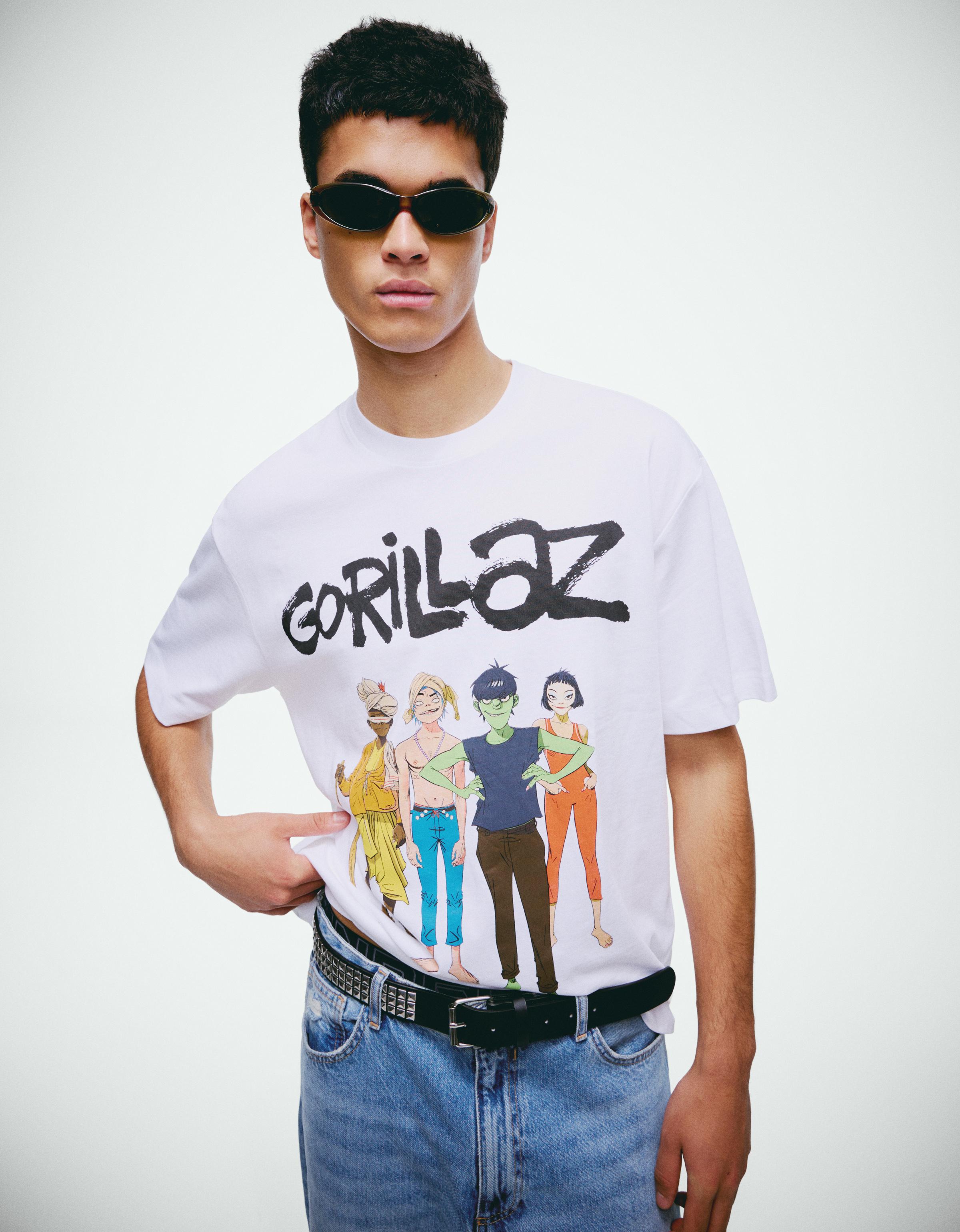 Bershka Camiseta Relaxed Fit Print Gorillaz Hombre Blanco Roto