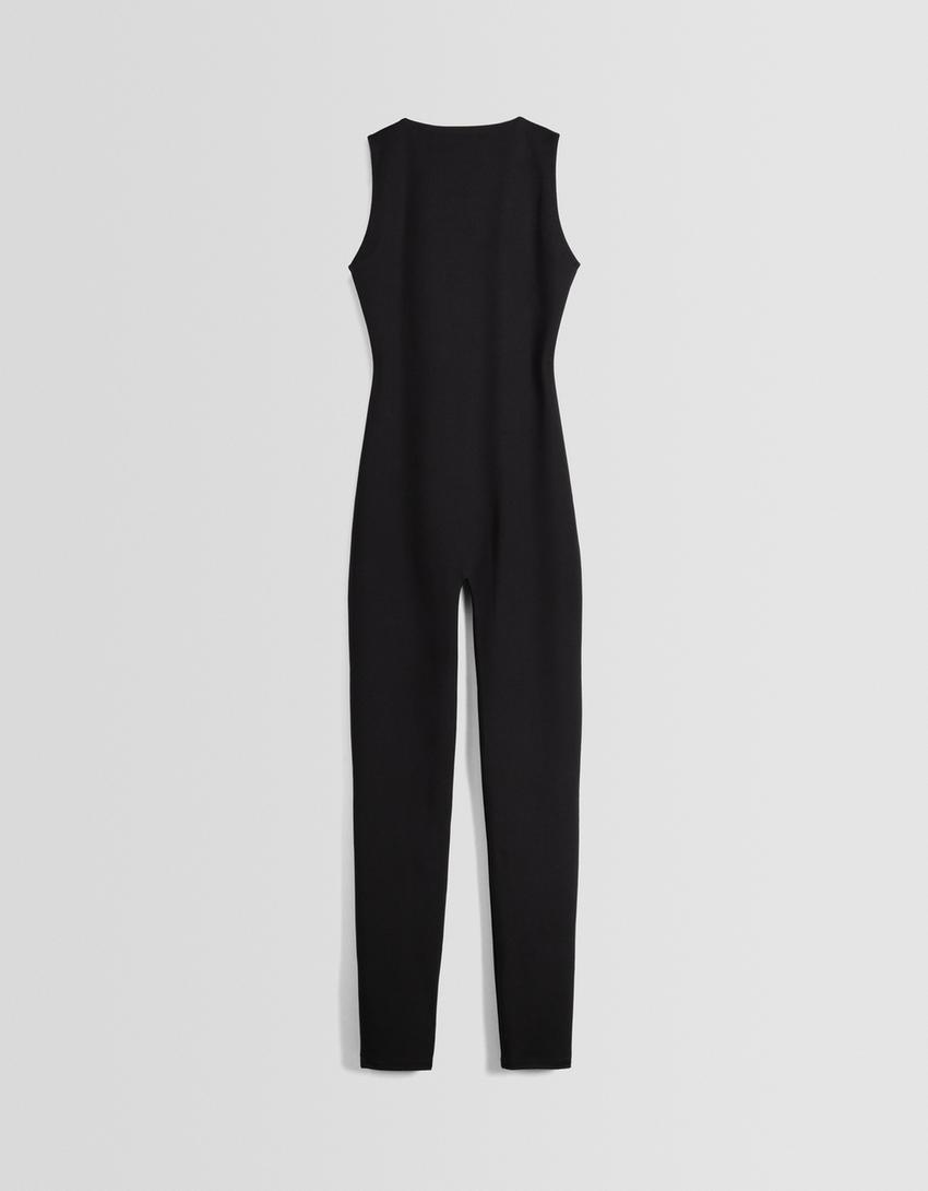 أفرول ضيق بدون أكمام-أسود-4