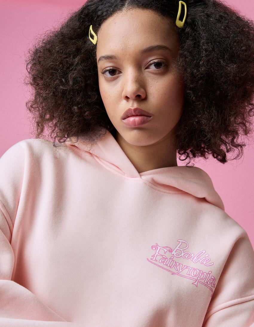 Bibble print hood sweatshirt with hood-Pink