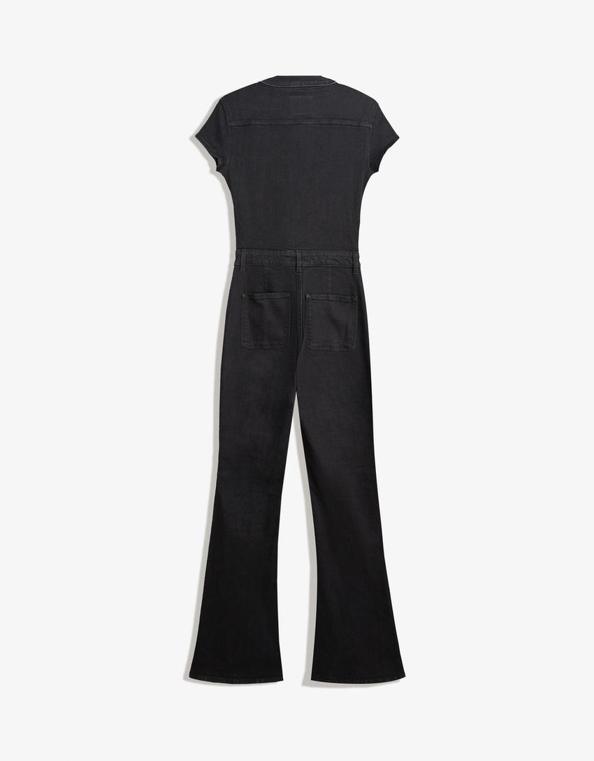 Jumpsuit i denim-Svart-4