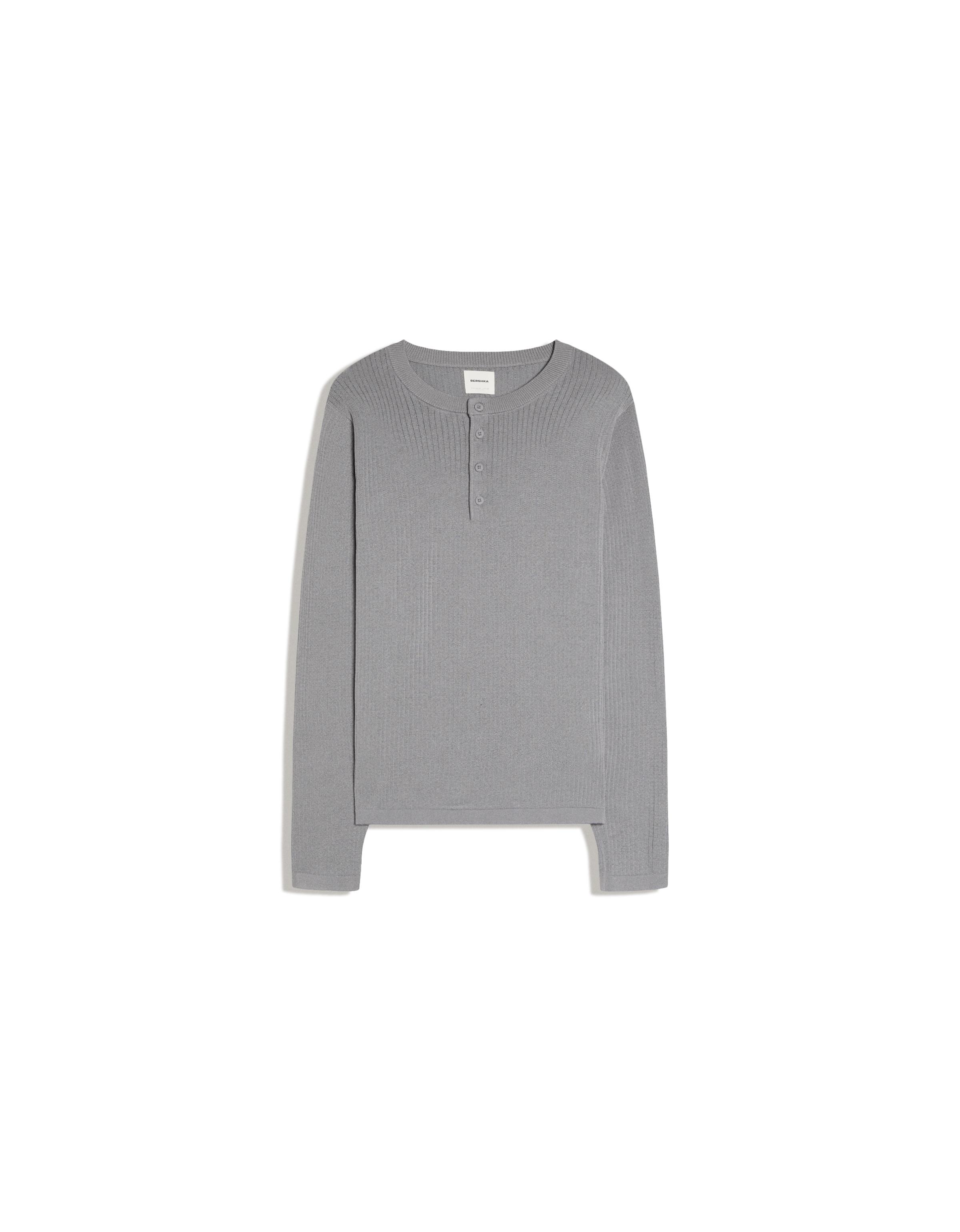 Henley knit jumper — Grey