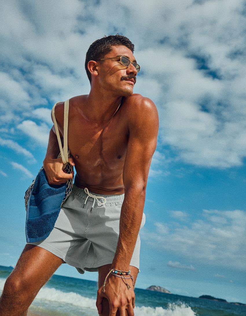 Boxy-Badeshorts-Grün